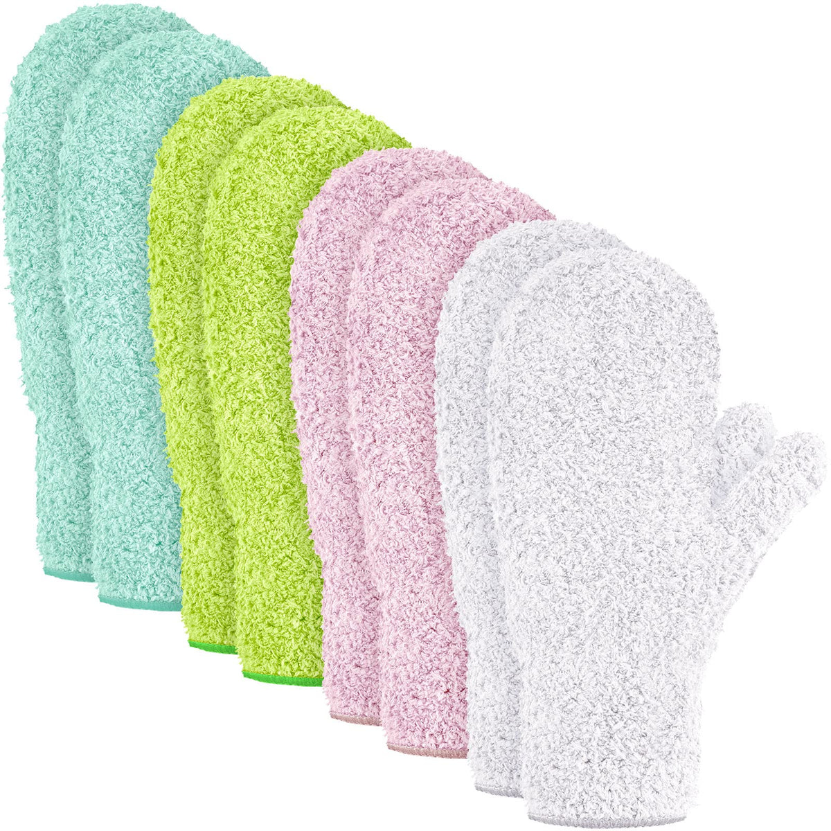 4 Pair Microfiber Dusting Mittens Reusable Women Cleaning Mittens with Thumb for Kitchen