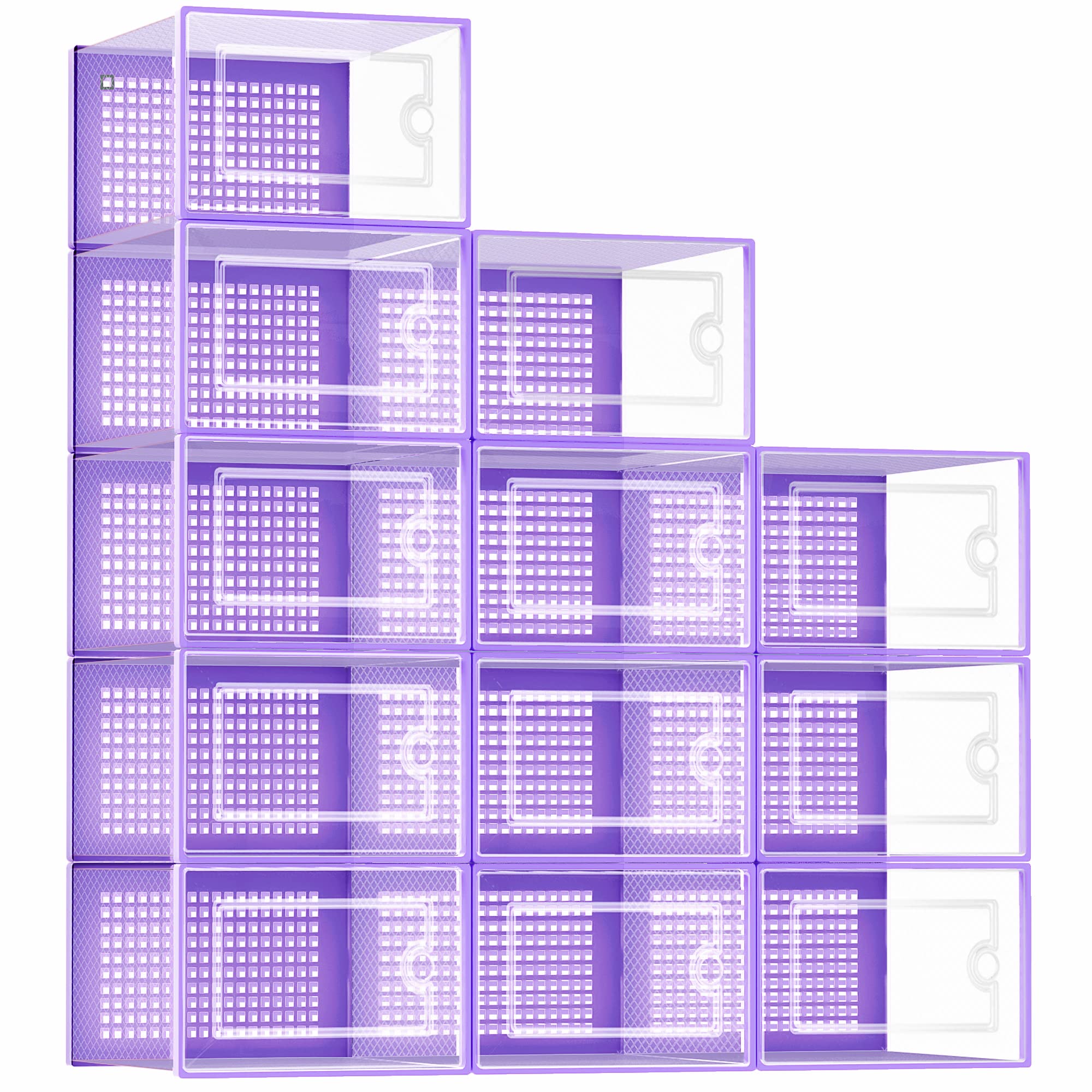 Large Shoe Organizers Storage Boxes for Closet (12 Count)