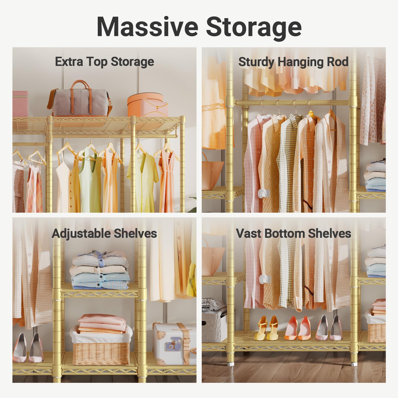 V50 Modern Clothing Rack with Adjustable Shelves