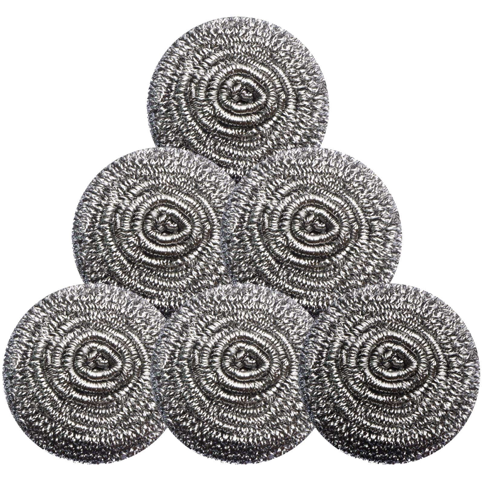Stainless Steel Scrubber Scrubbing Scouring Pad Sponges Clean Pot Pan and Steel Wool for Kitchen Bathroom (6 Count)