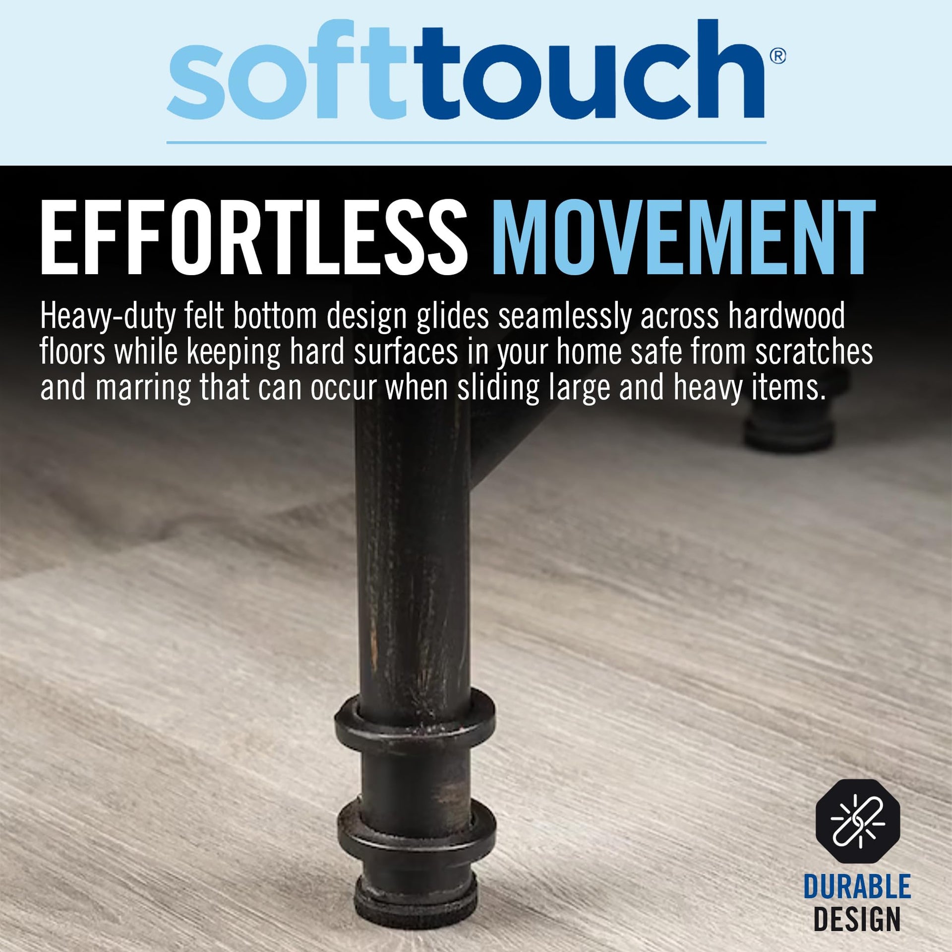 SoftTouch 1" Round Reusable Felt Furniture Sliders for Hard Surfaces (48 Count)