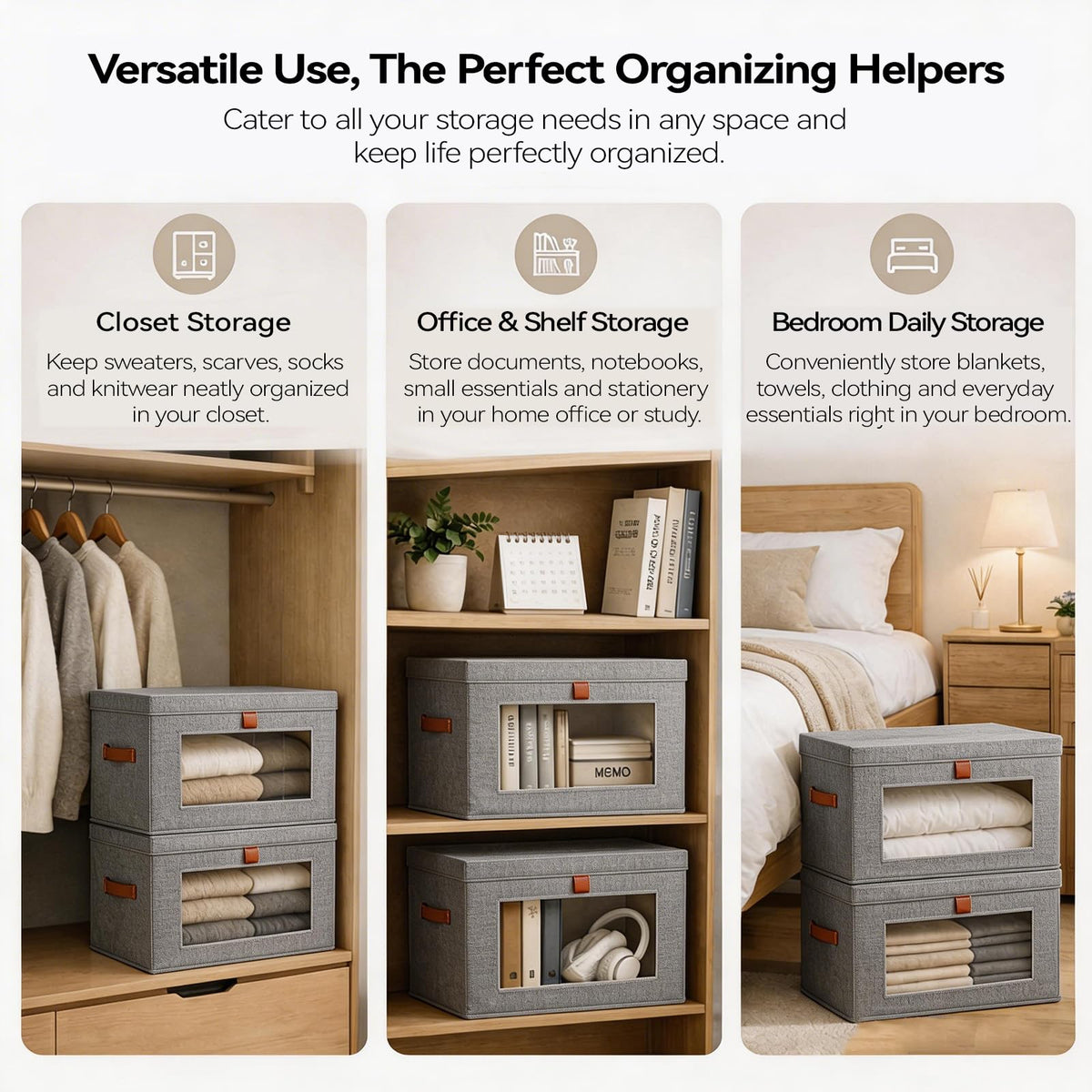 Collapsible Stackable Storage Bins with Lids