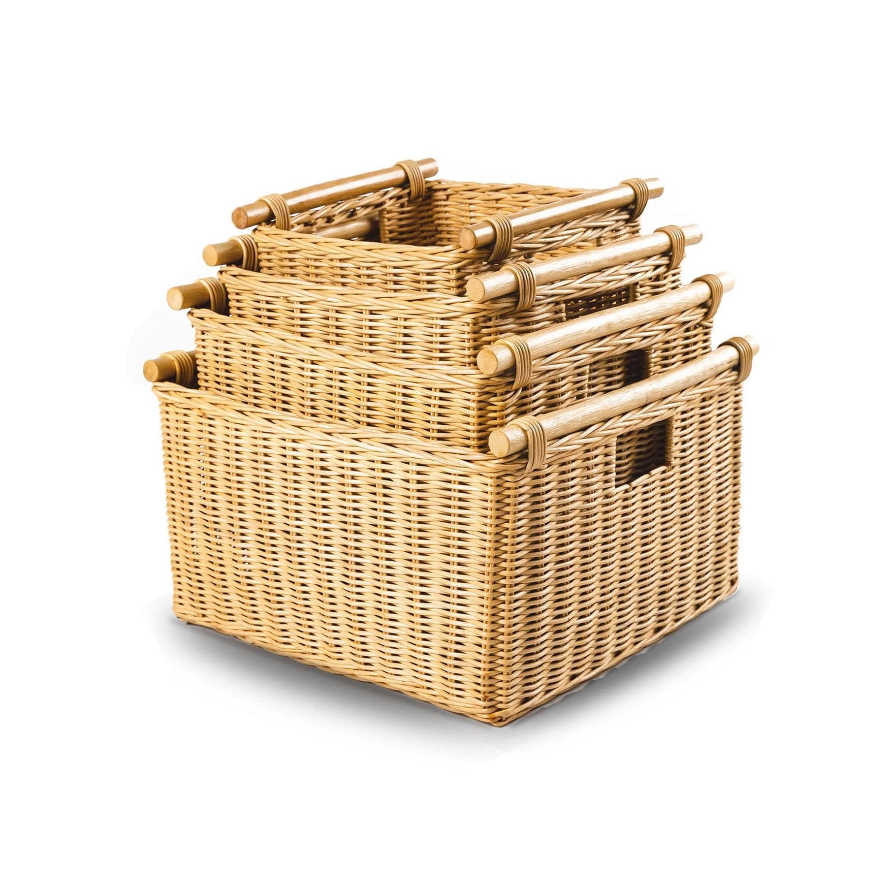 Deep Pole Handle Wicker Storage Basket