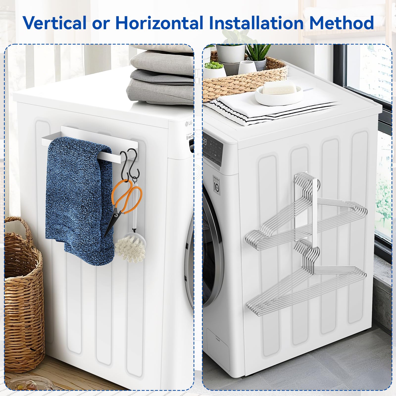 Laundry Room Organization and Storage Magnetic Dryer Ball Holder with Magnetic Hanger Holder