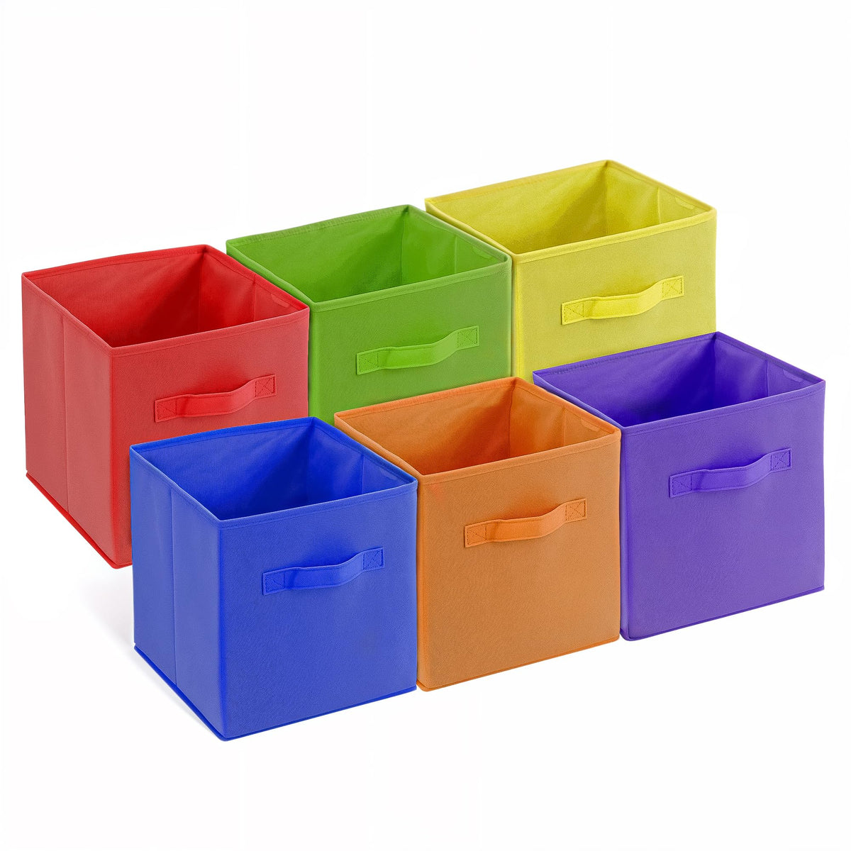 6 Packs 11 Inch Rainbow Color Storage Cube Bins (6 Count)