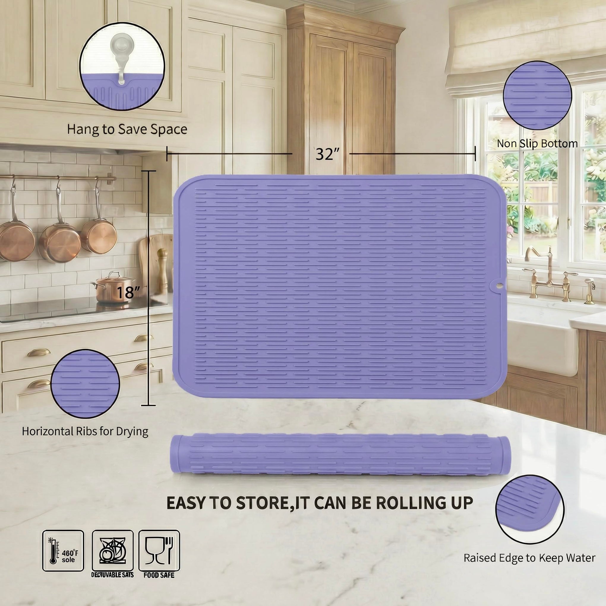 Silicone Dish Drying Mat for Multiple Usage
