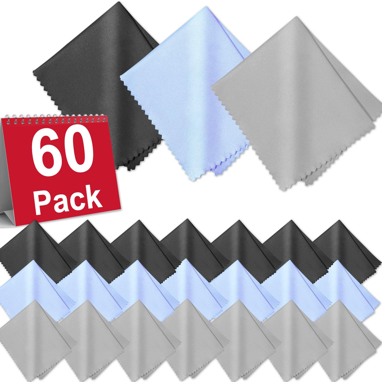 60 Pack Microfiber Cleaning Cloths for Glasses (60 Count)