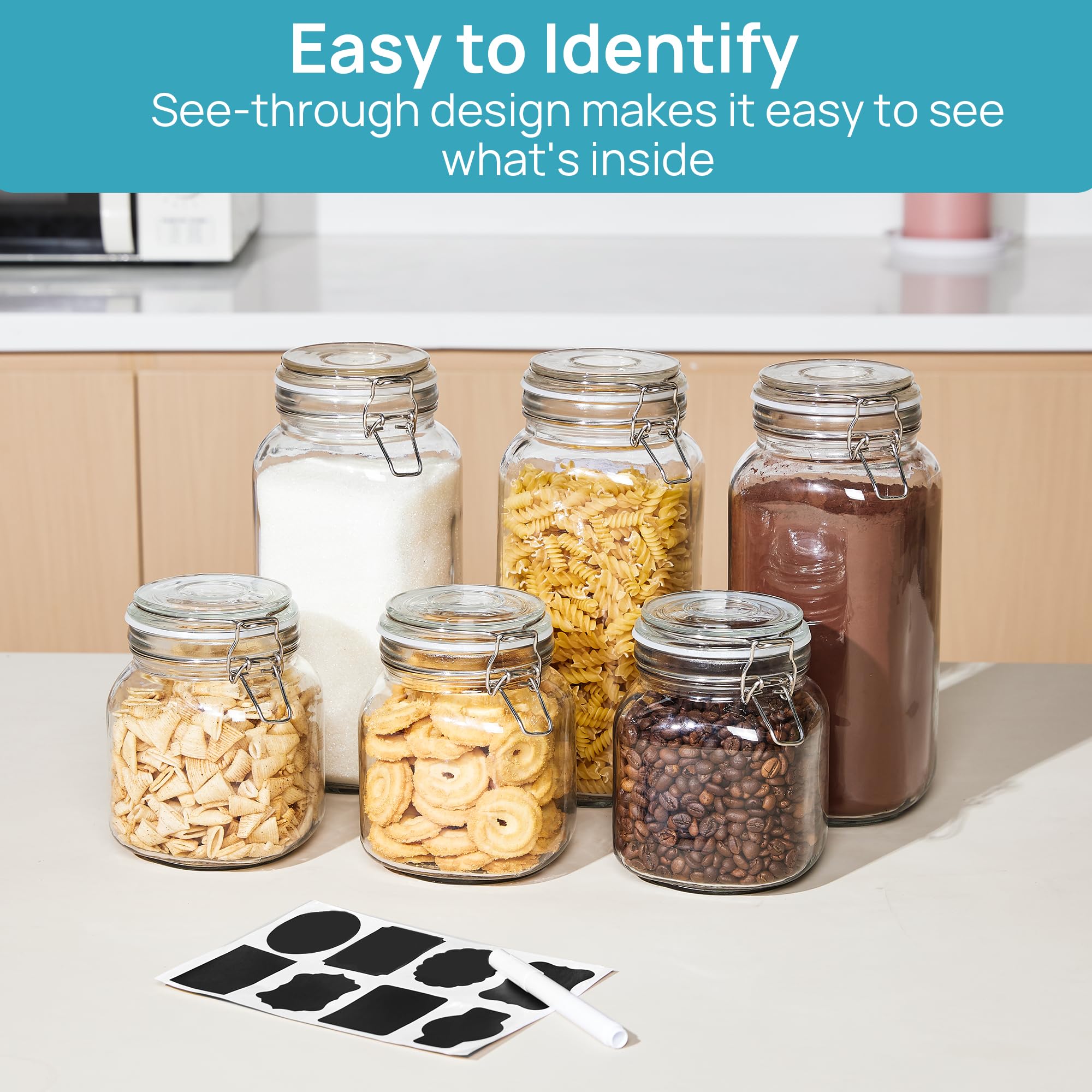 78oz Glass Food Storage Jars with Airtight Clamp Lids (3 Count)