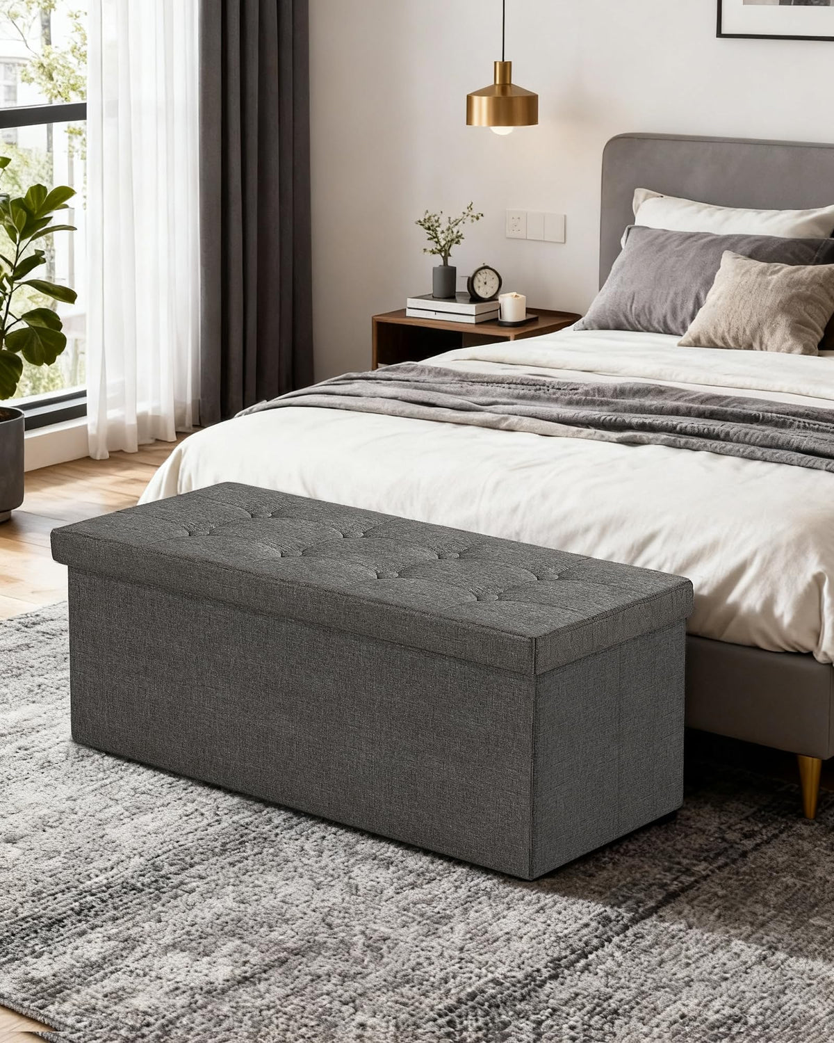 43 Inches Folding Storage Ottoman Bench
