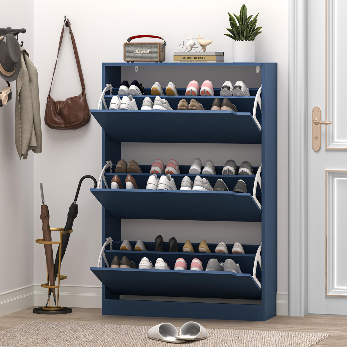 Shoe Cabinet with 3 Flip Drawers