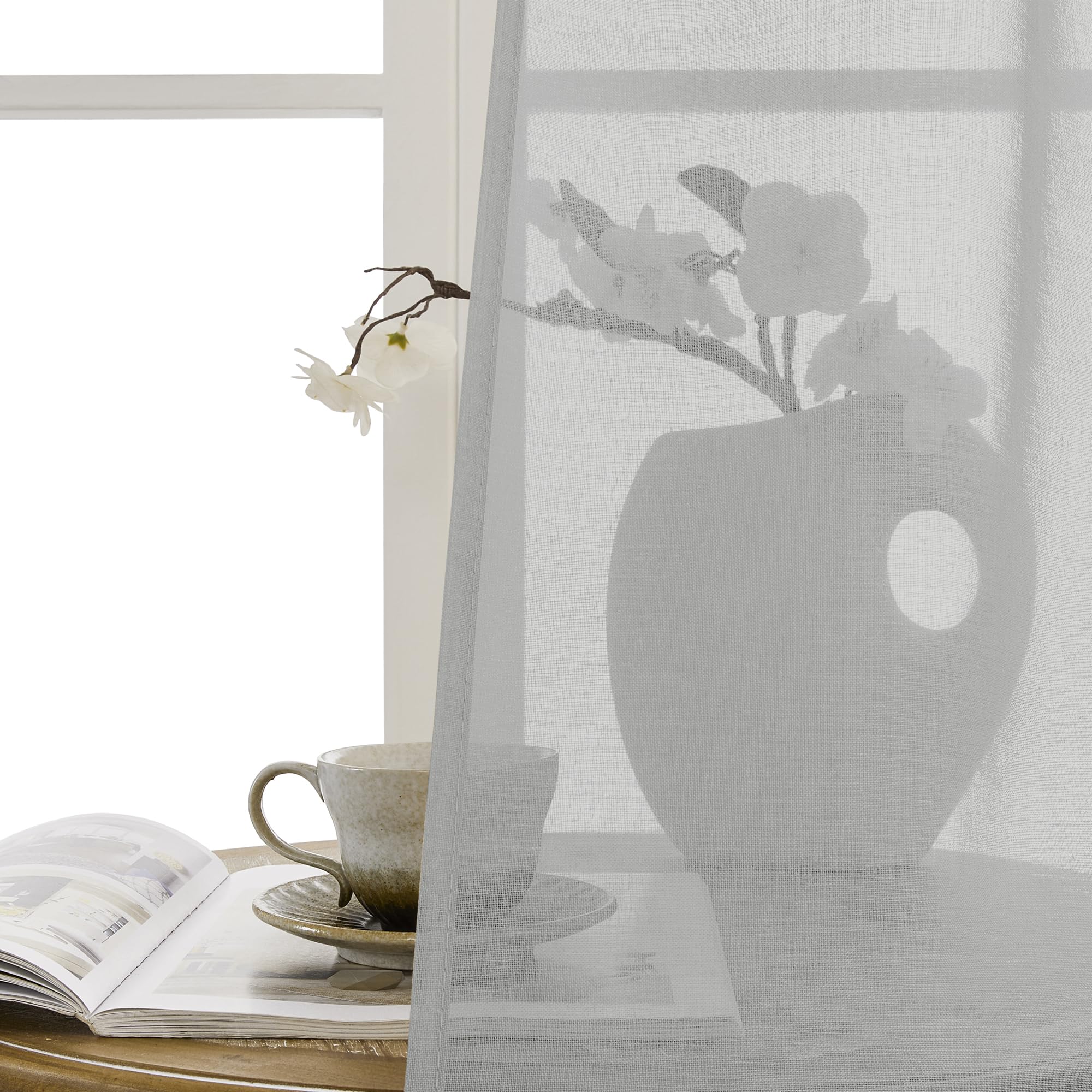 Sheer Door Curtain Closet Linen Textured Curtains Sheer Doorway Light Filtering Voile Patio Glass Doors Rod Pocket Curtain French Door