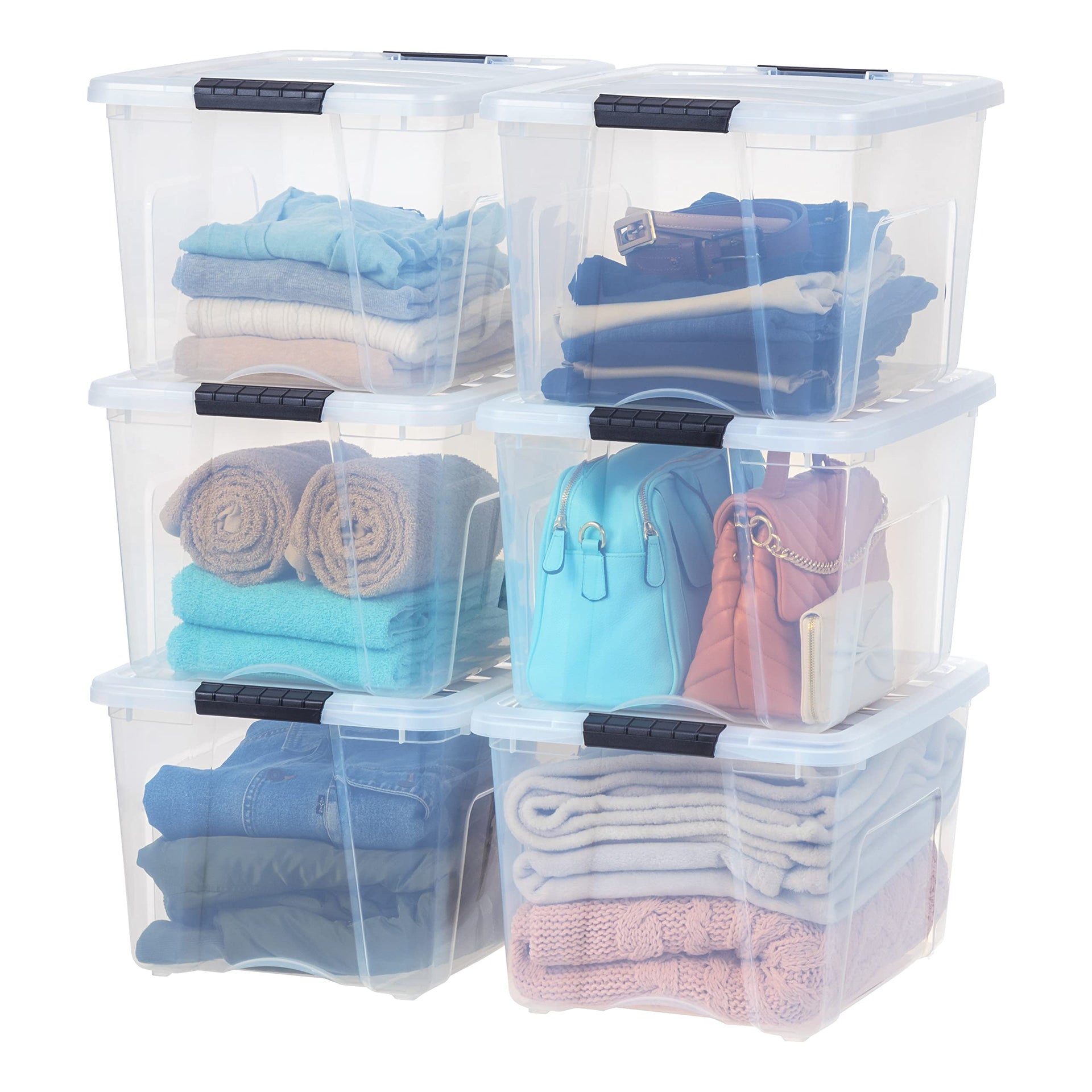 6 Pack 40 Quart Storage Bins with Lids (6 Count)