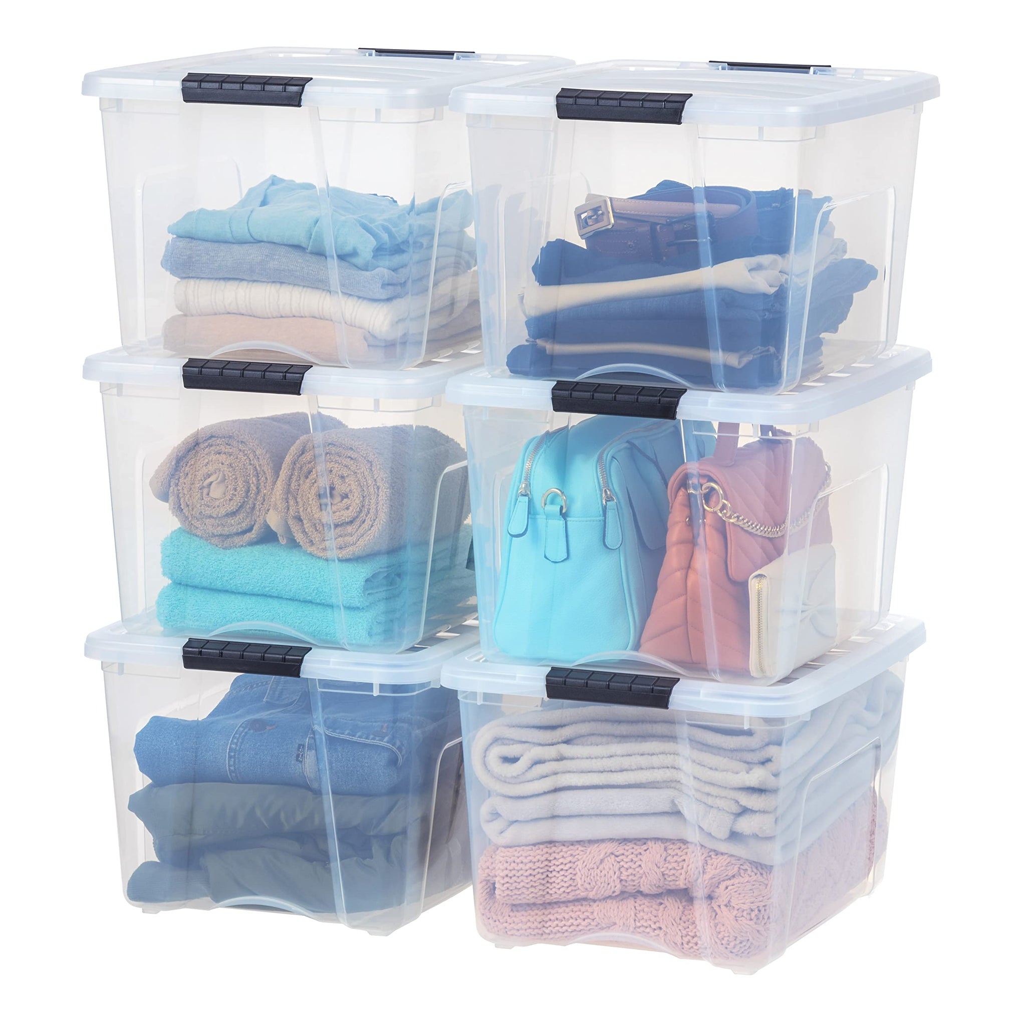 6 Pack 40 Quart Storage Bins with Lids (6 Count)