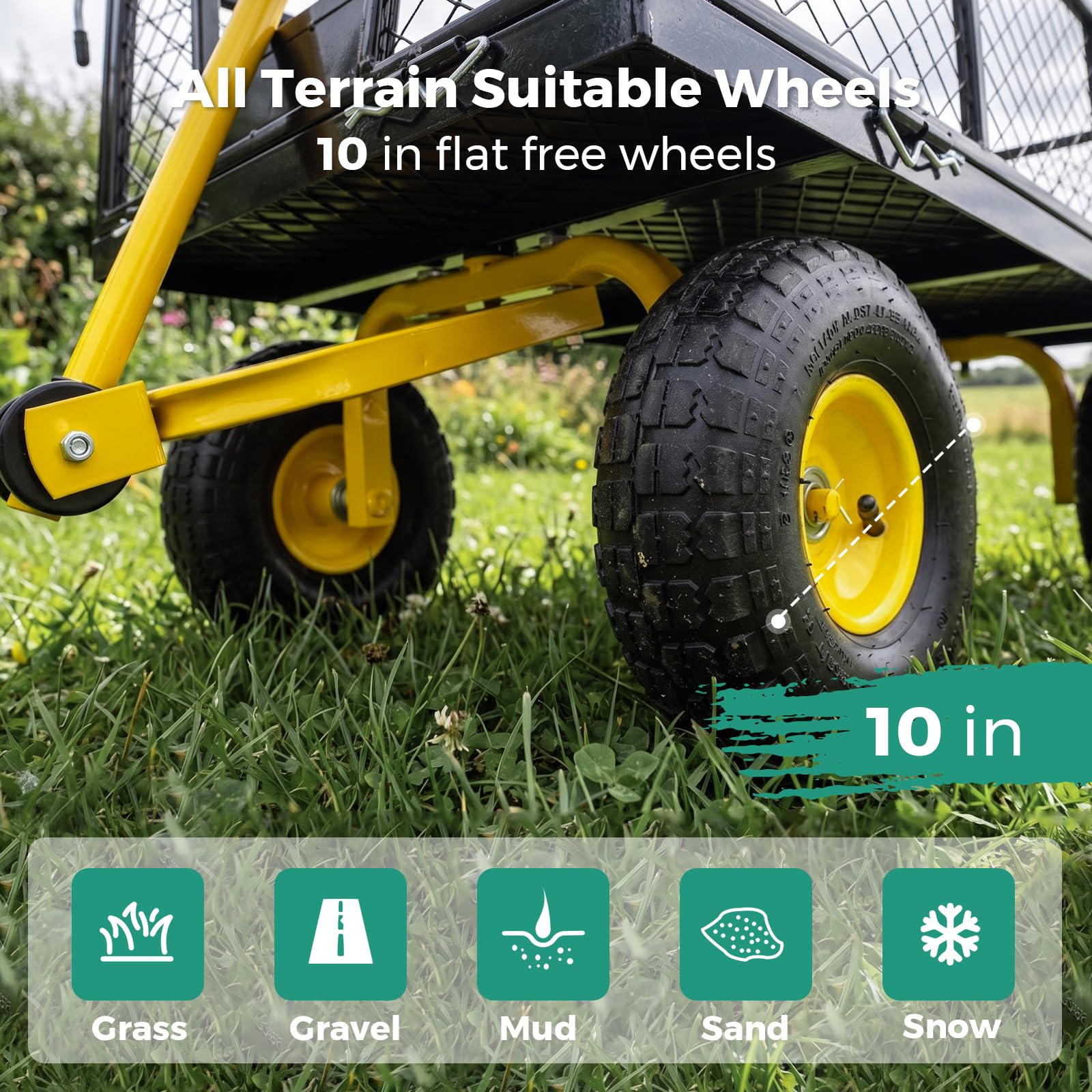 900 LBS Garden Cart Heavy Duty with 180° Rotating Handle