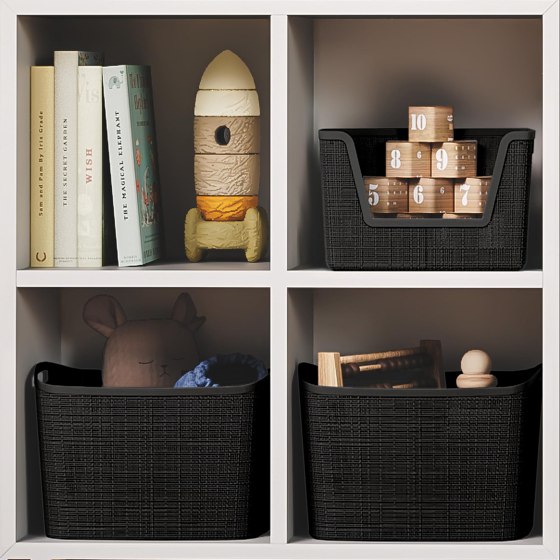 Set of 4 Large 18L Easy Access Jute Decorative Plastic Organization and Storage Baskets (4 Count)