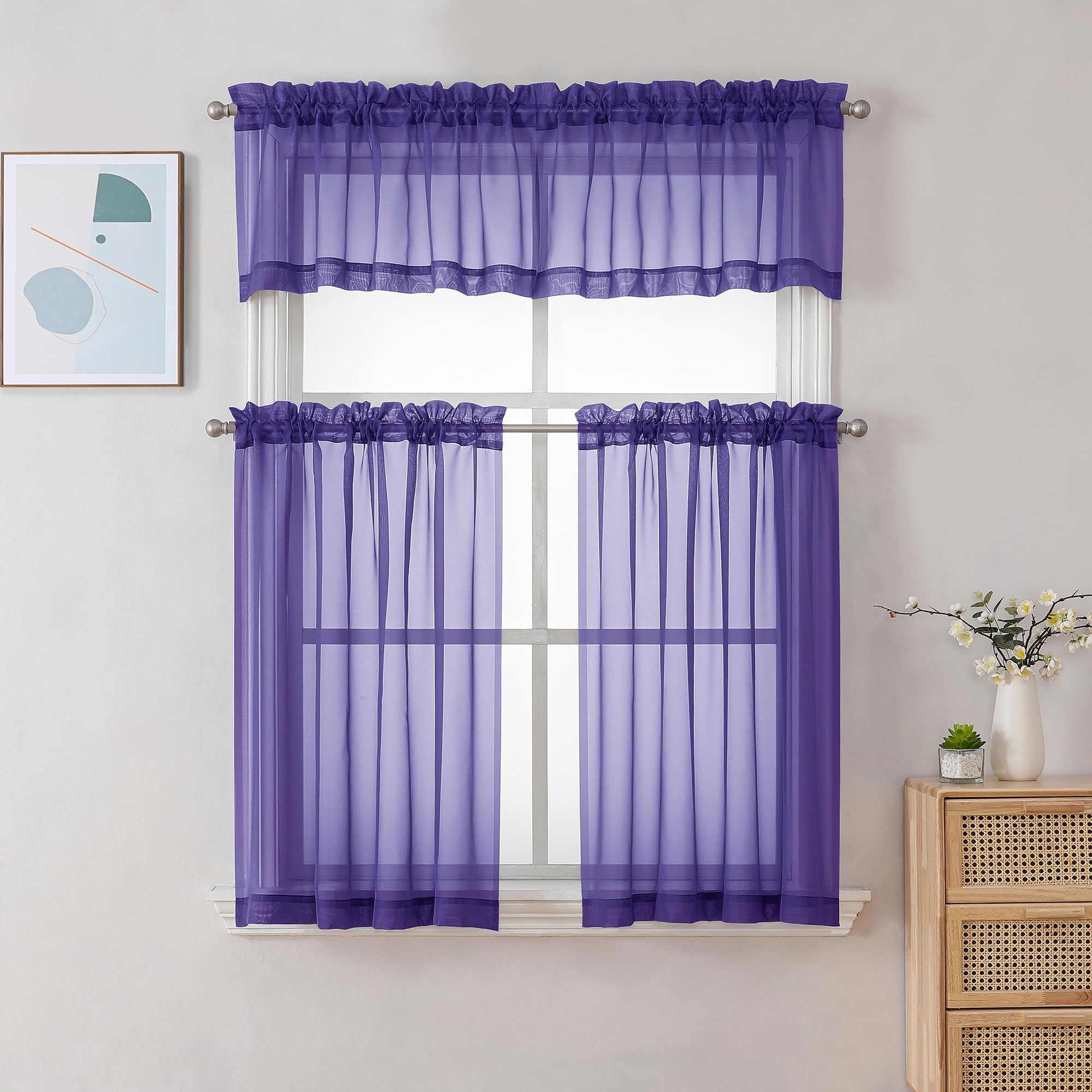 Purple Sheer Valances for Windows (2 Count)