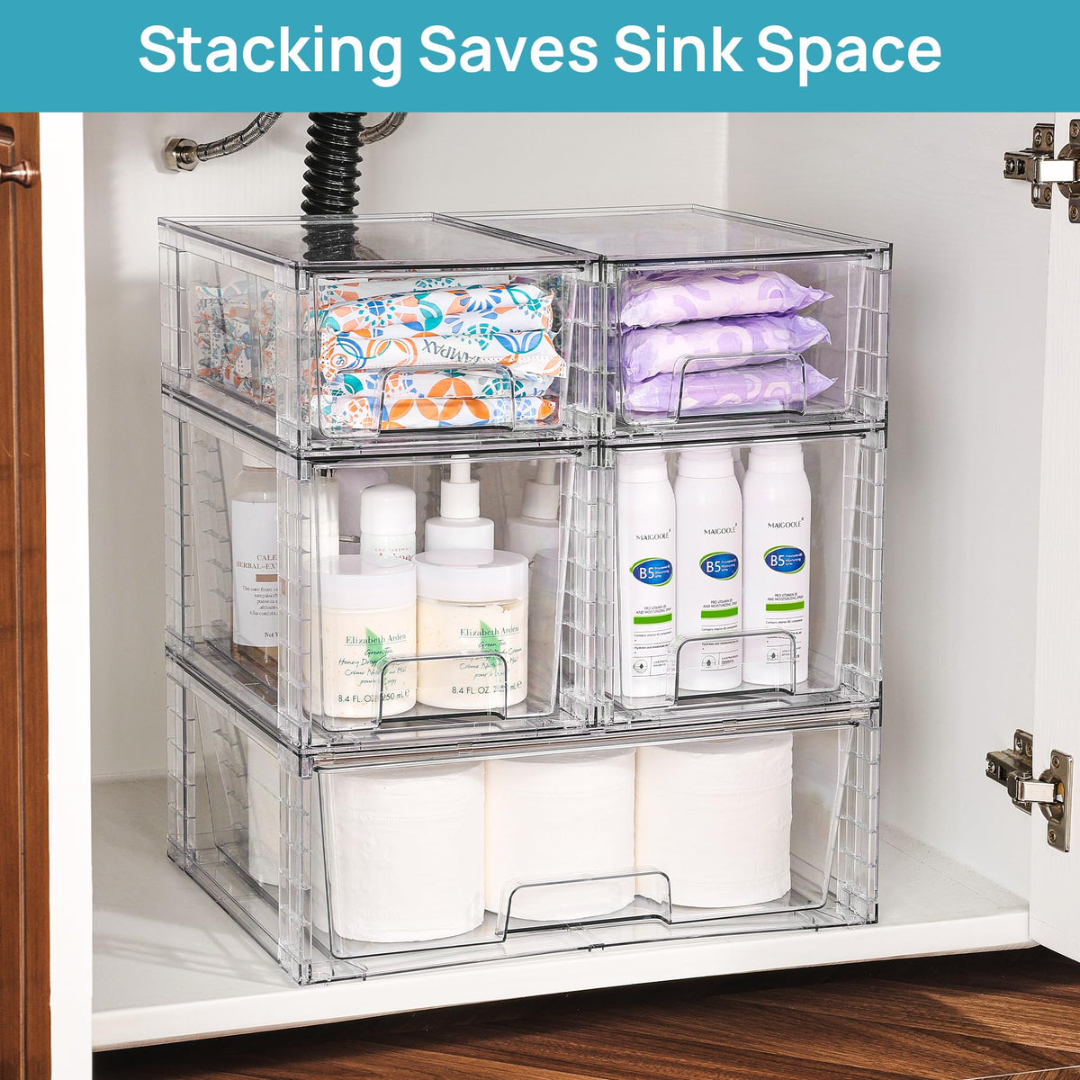 Clear Stackable Storage Drawers (5 Count)