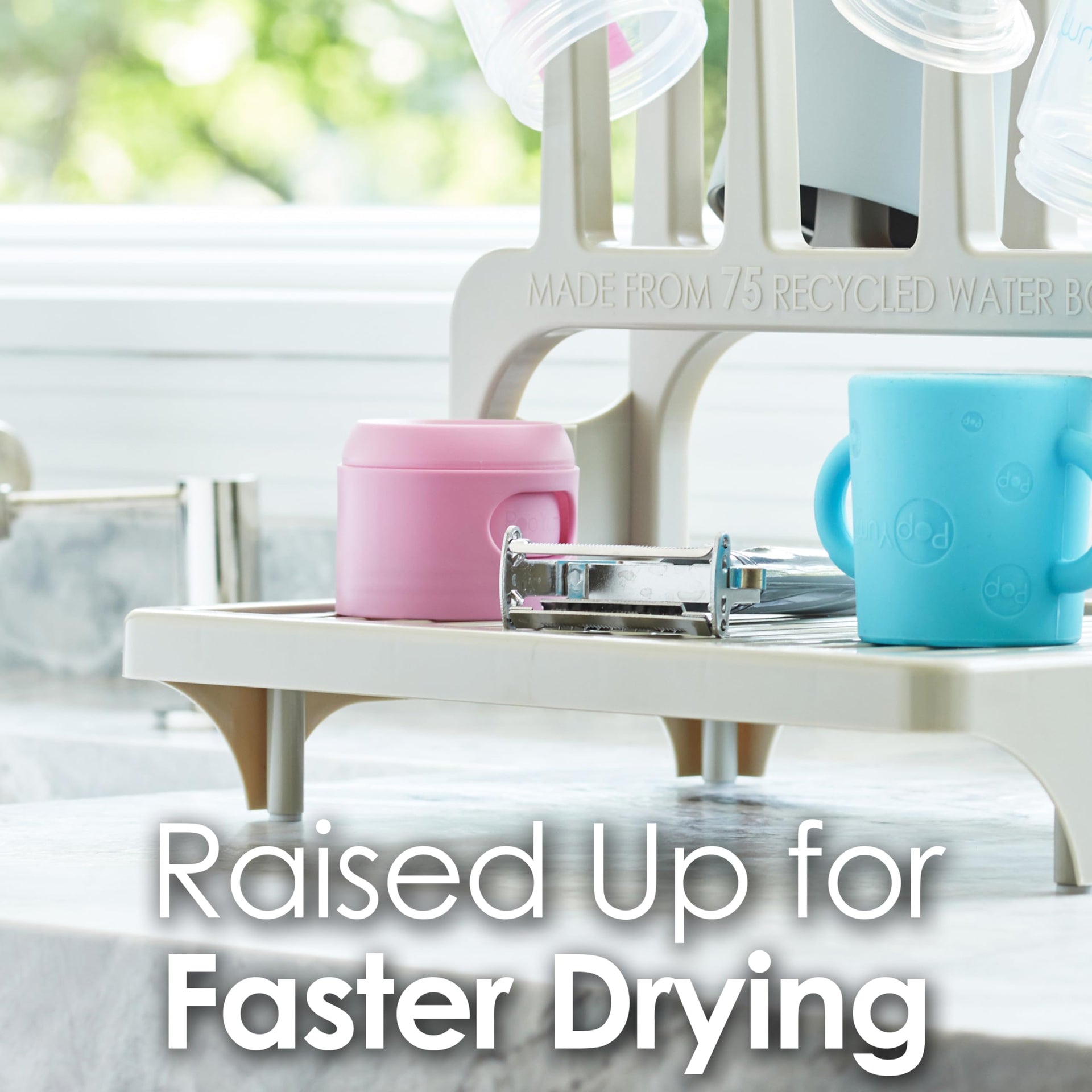 Gray Space Saving Drying Rack with Silicone Mat
