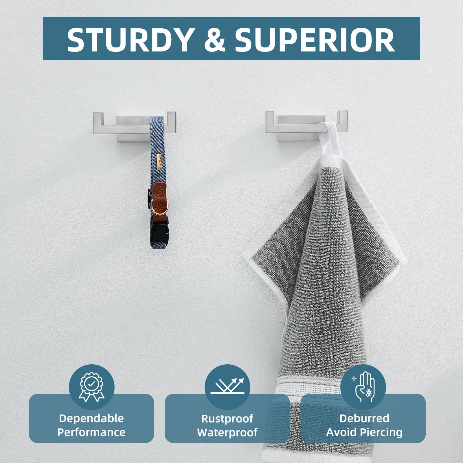 Bathroom Double Hook Brushed Nickel (2 Count)
