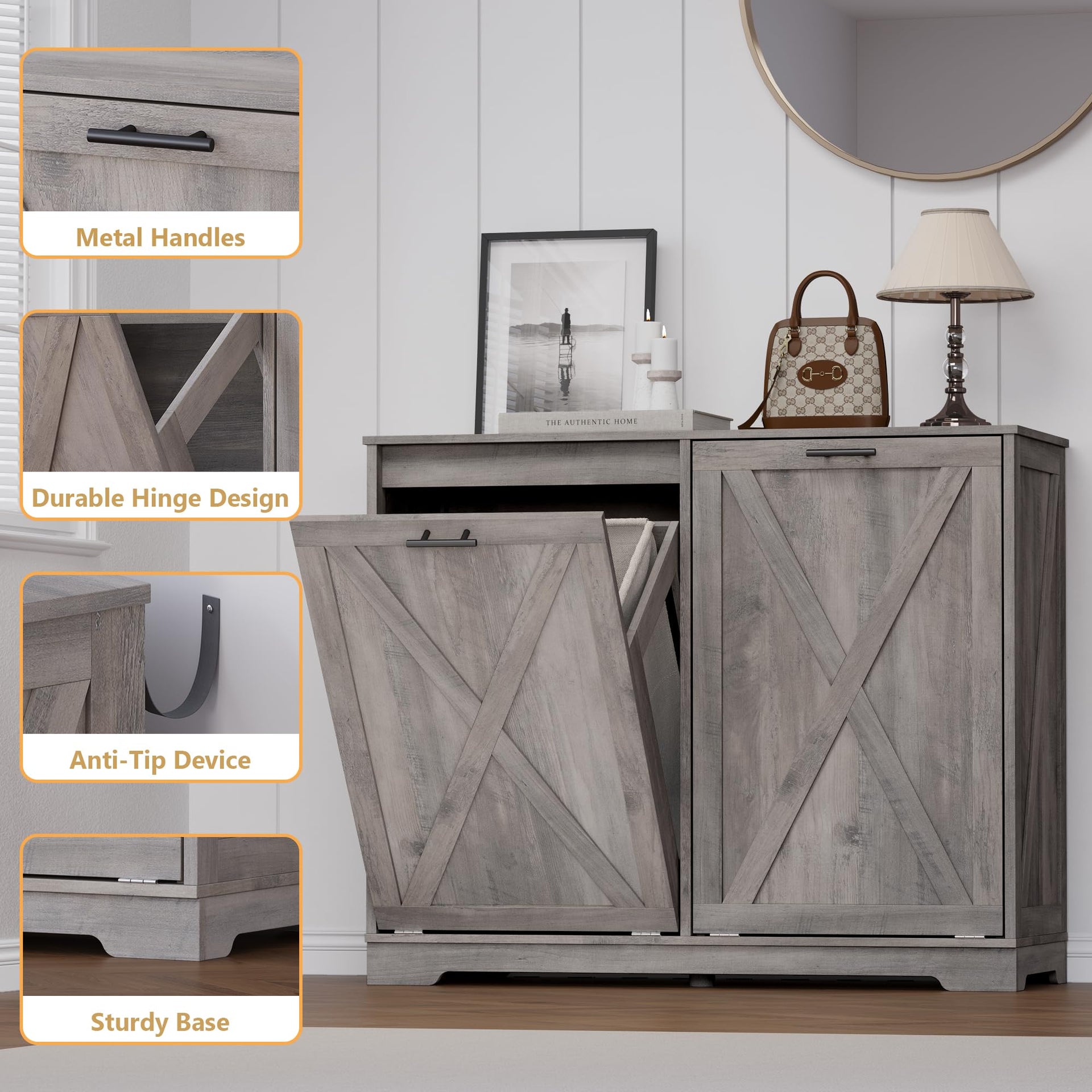 Tilt Out Trash Can Cabinet for 2 Bins