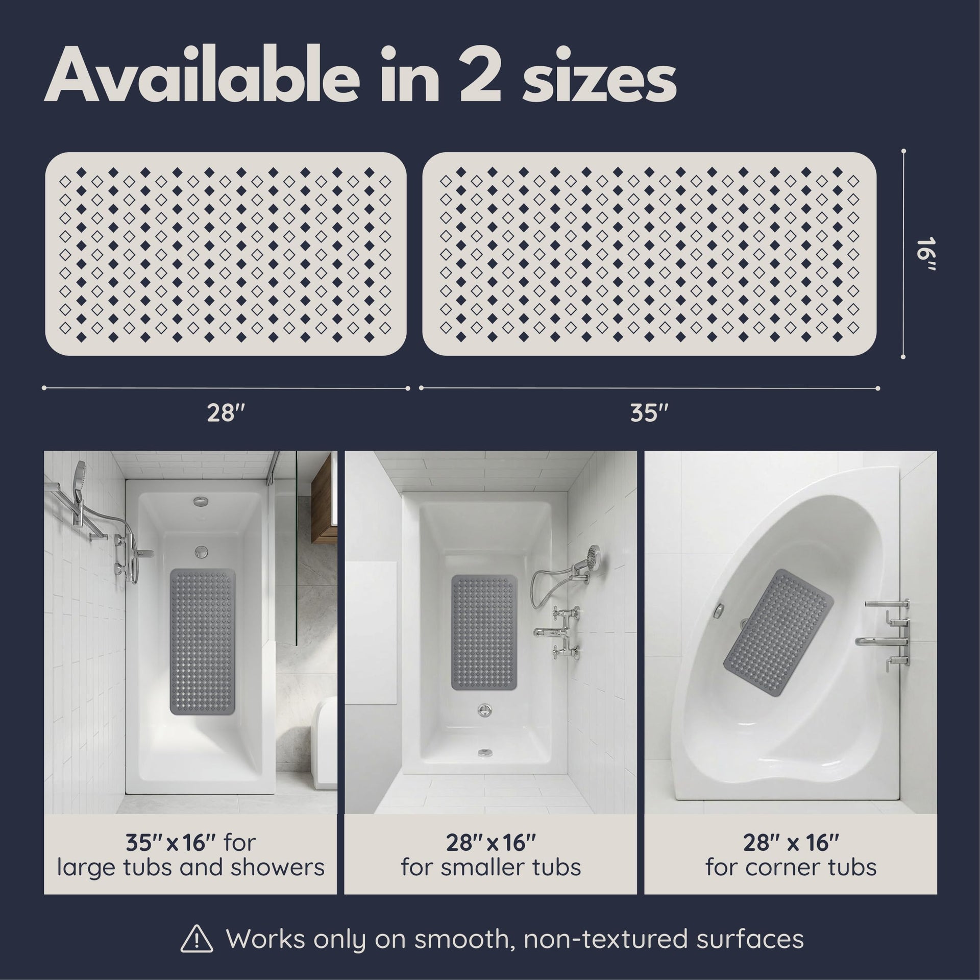 Bathtub Mat Non Slip 35x16 Shower Mat Non Slip Anti Mold BPA Free