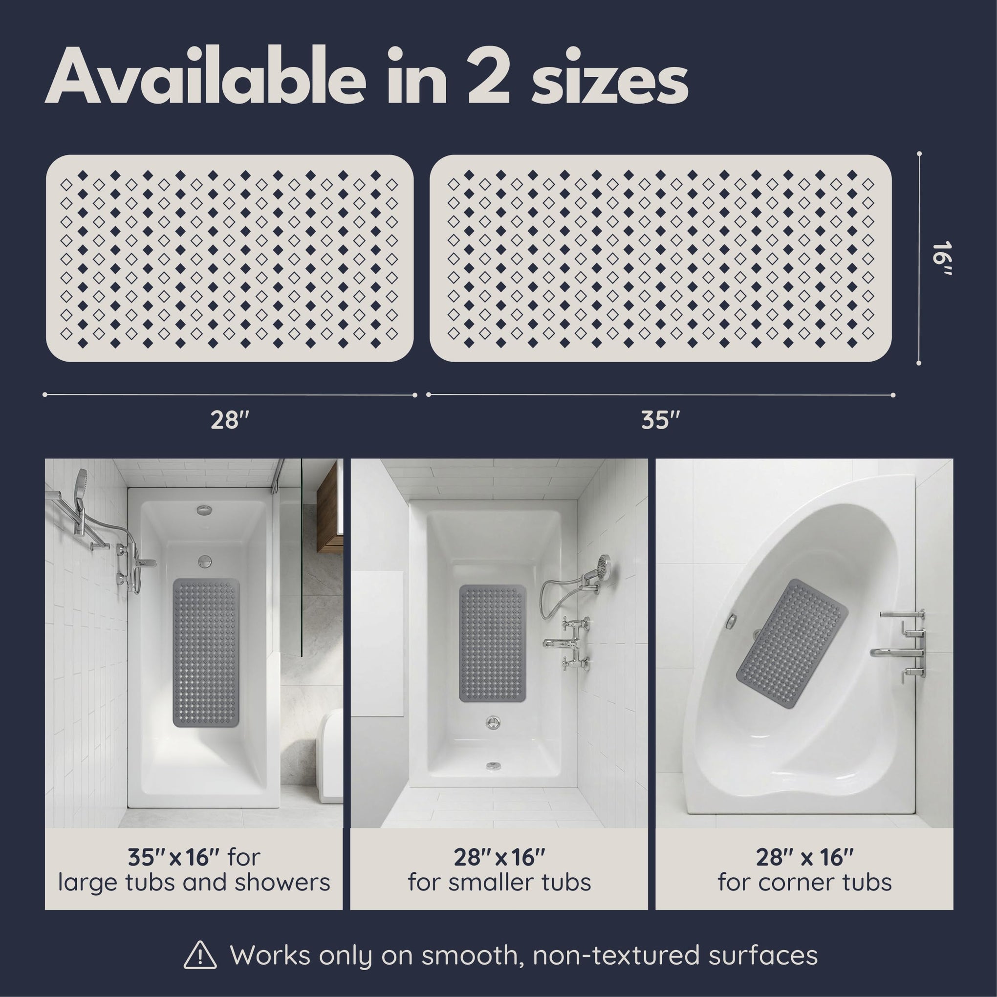 Bathtub Mat Non Slip 35x16 Shower Mat Non Slip Anti Mold BPA Free
