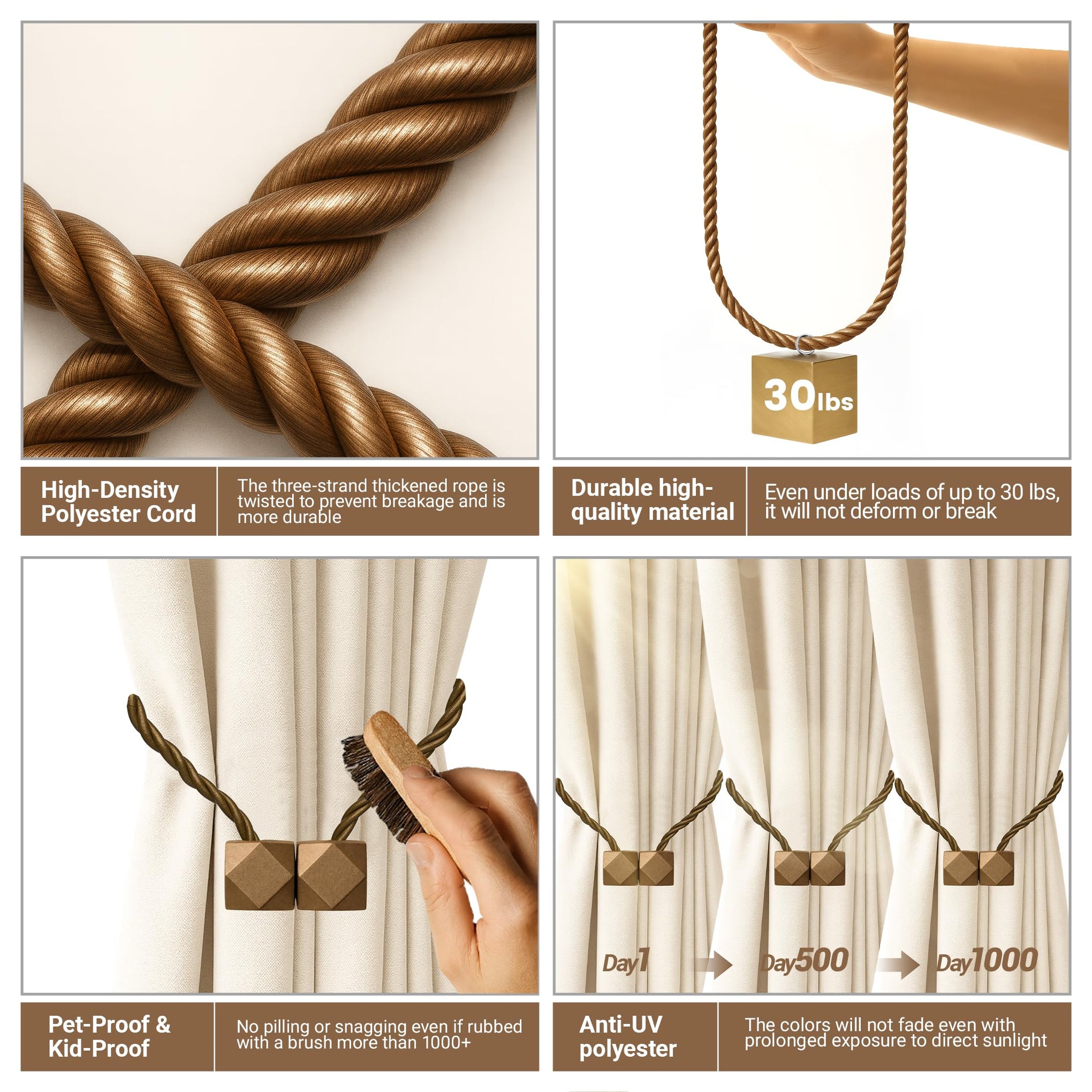 Magnetic Curtain Tiebacks Dark Brown 2pcs (2 Count)