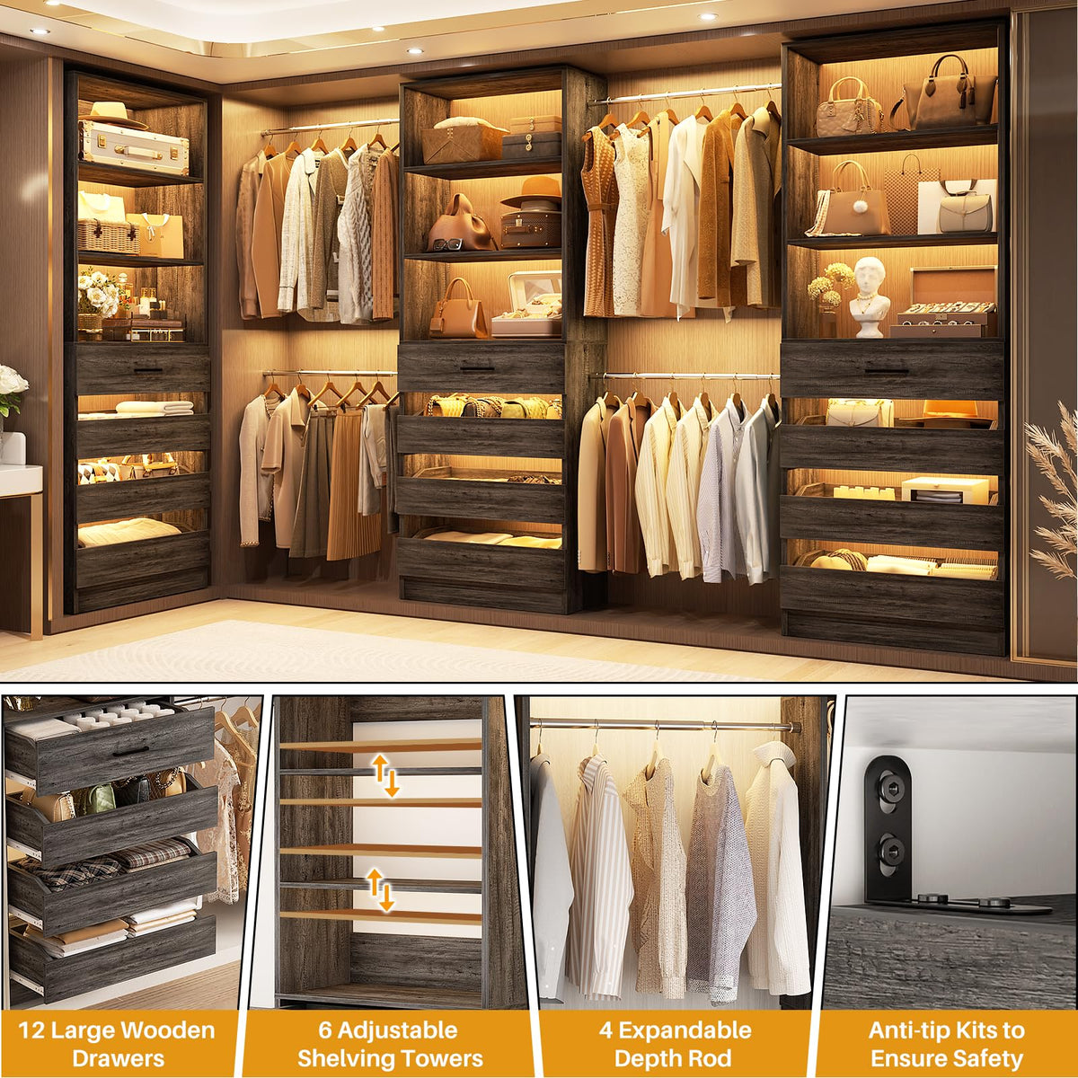 Closet System with 12 Drawers
