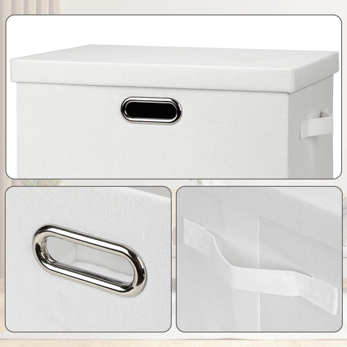Storage Bins with Lids Fabric Closet Organizers Cubes Office Organization (3 Count)