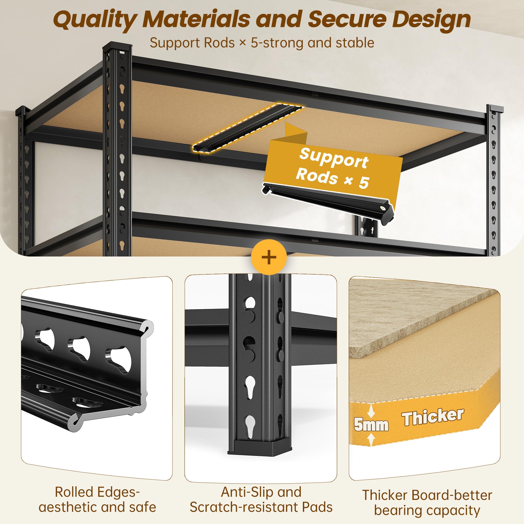 Detachable 5 Tier Storage Shelves for Pantry Kitchen Closet