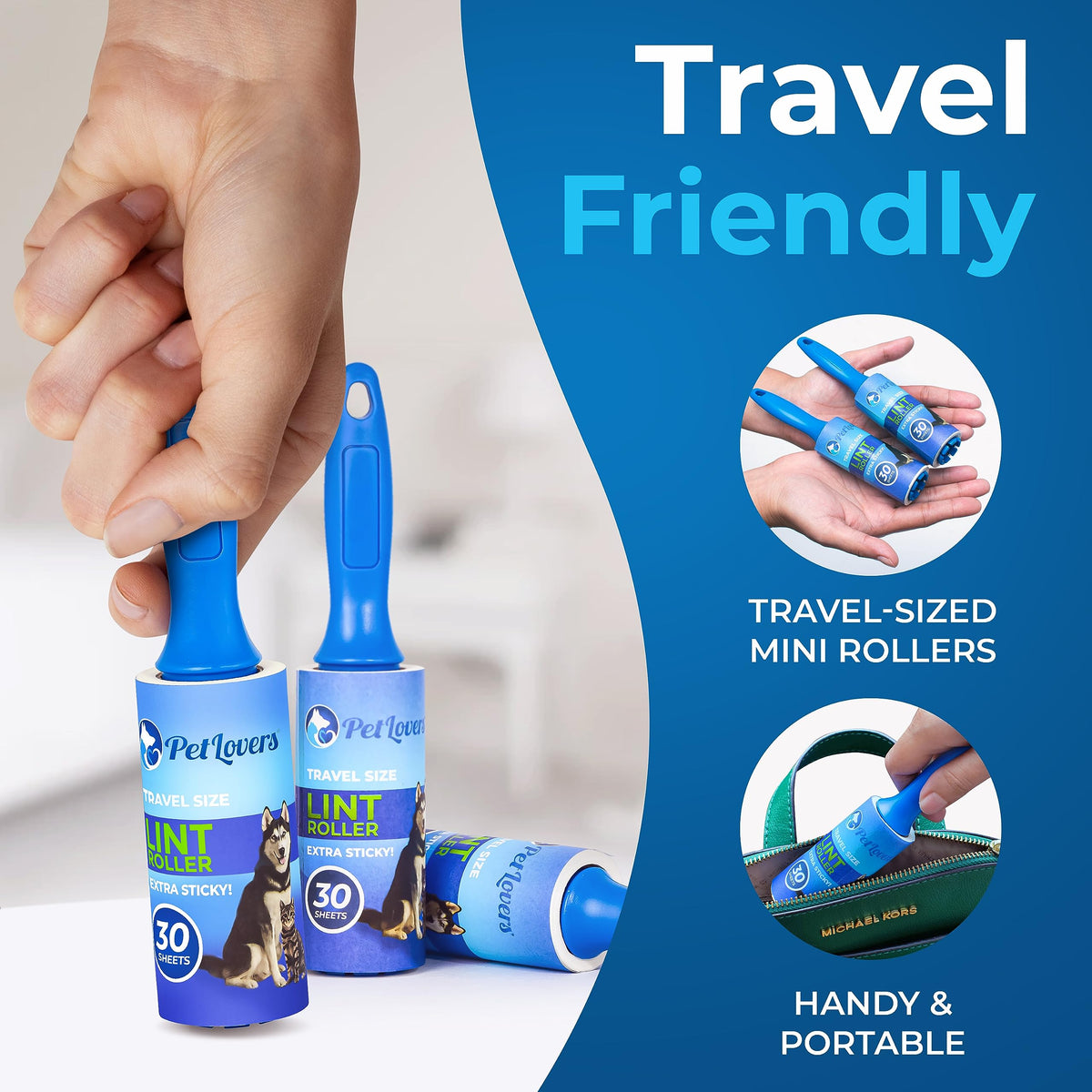 Extra Sticky Lint Roller Mega Value Set for Pet Hair Removal and Clothes (120 Count)