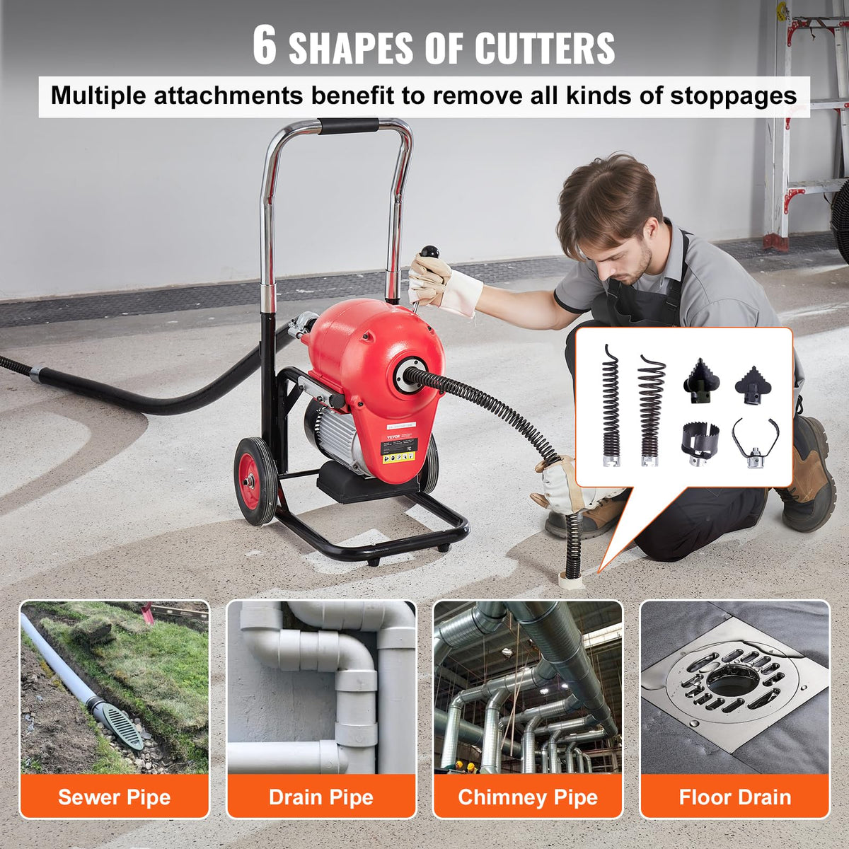Drain Cleaner Machine 120FT x 6