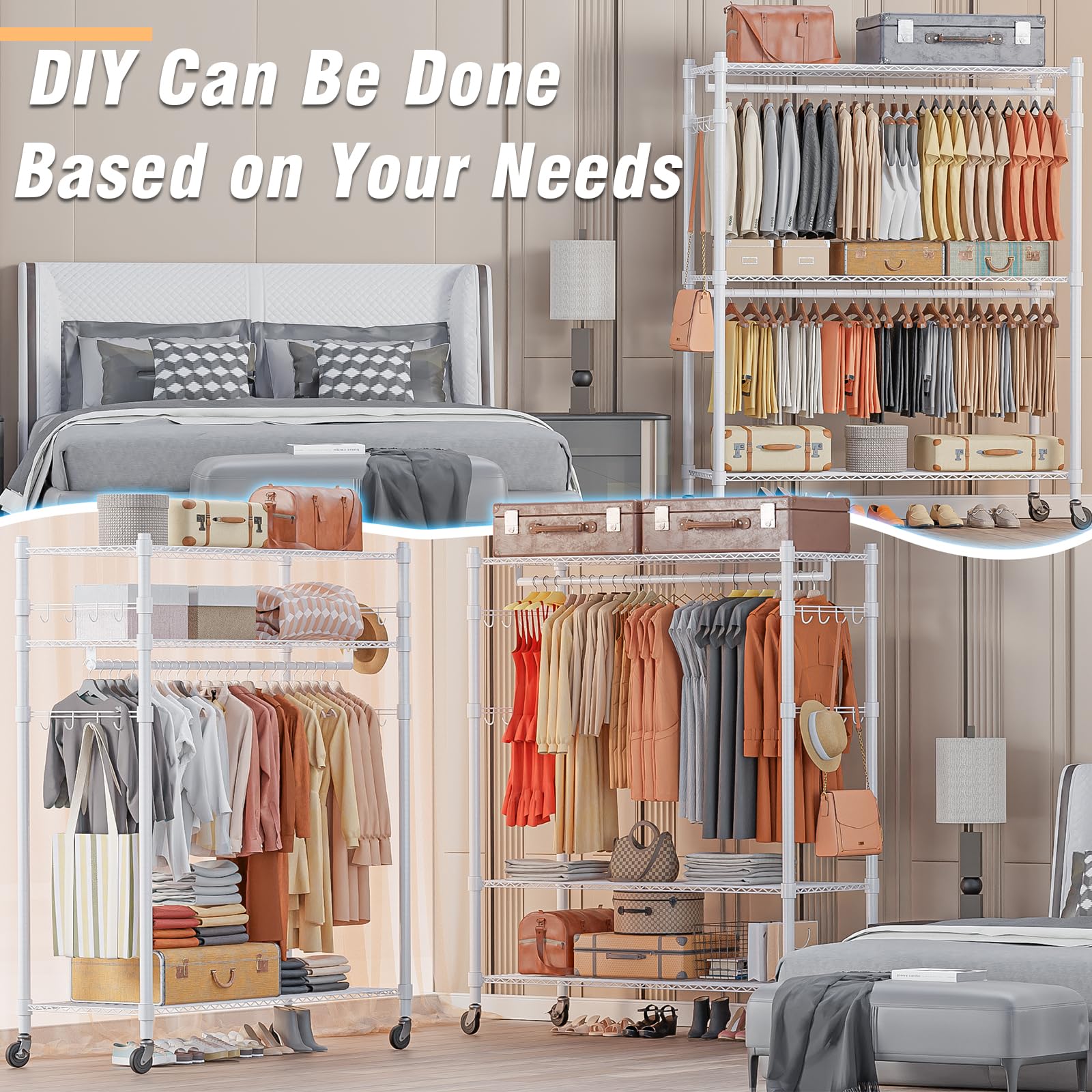 3 Tier Garment Rack with Wheels