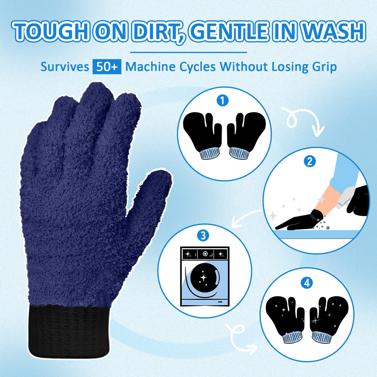 2 Pairs Microfiber Gloves (4 Count)