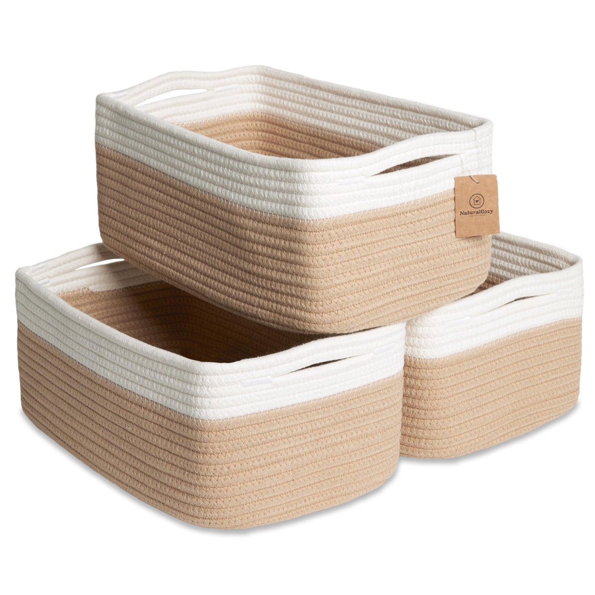 13.5”x8.5”x5.5” Storage Baskets for Shelves 3 Pack (3 Count)