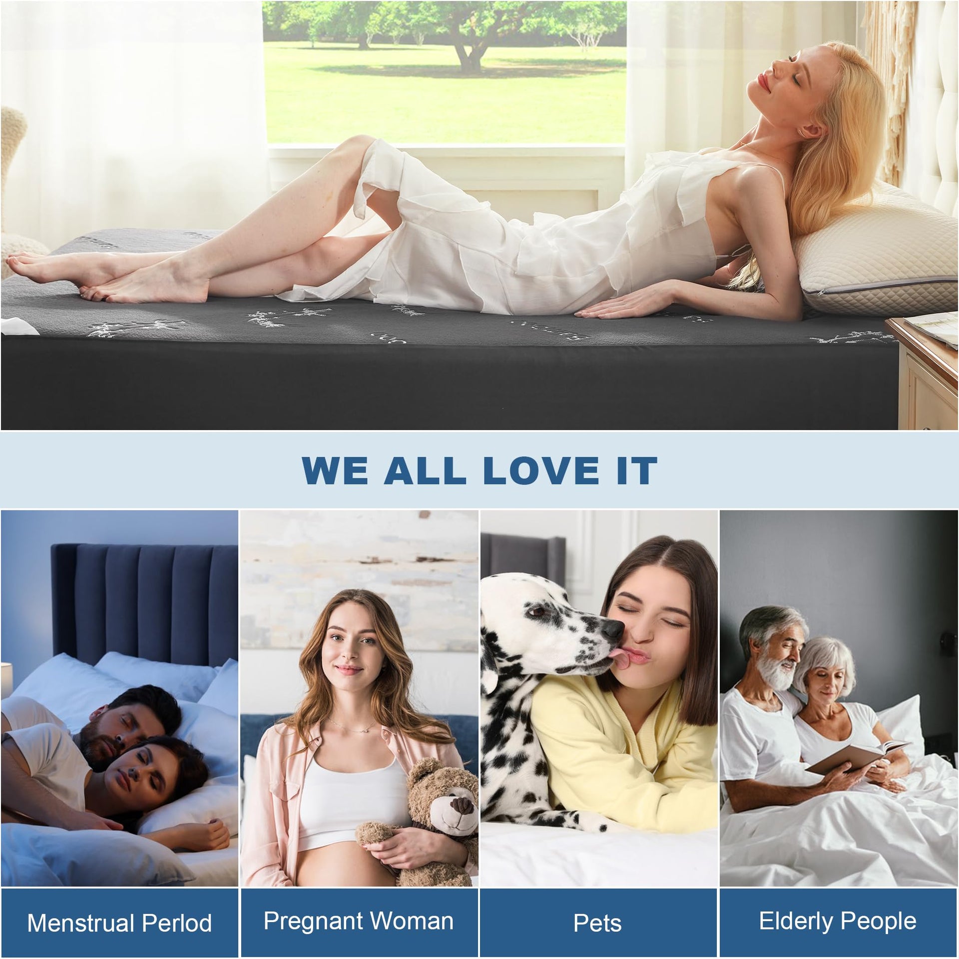 Full Size Waterproof Mattress Protector Bamboo Viscose Bed Cover