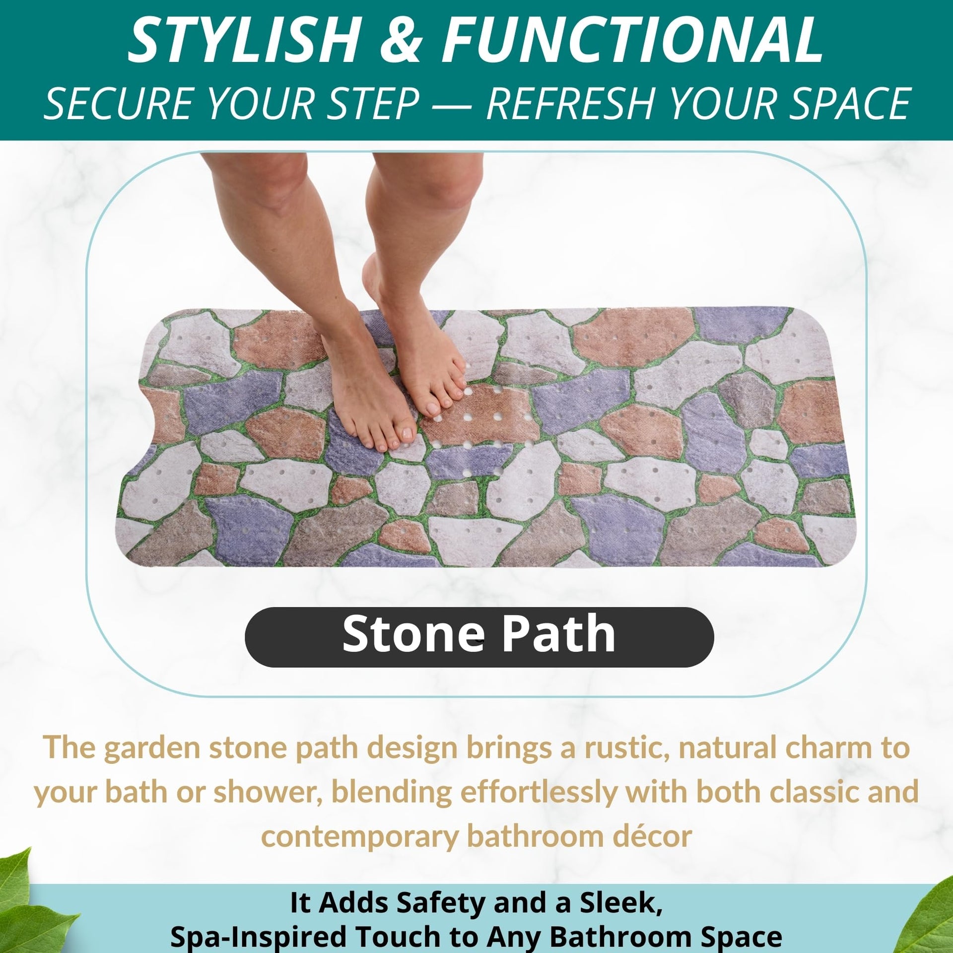 Non Slip Bath & Shower Mat 40x16 Extra Long