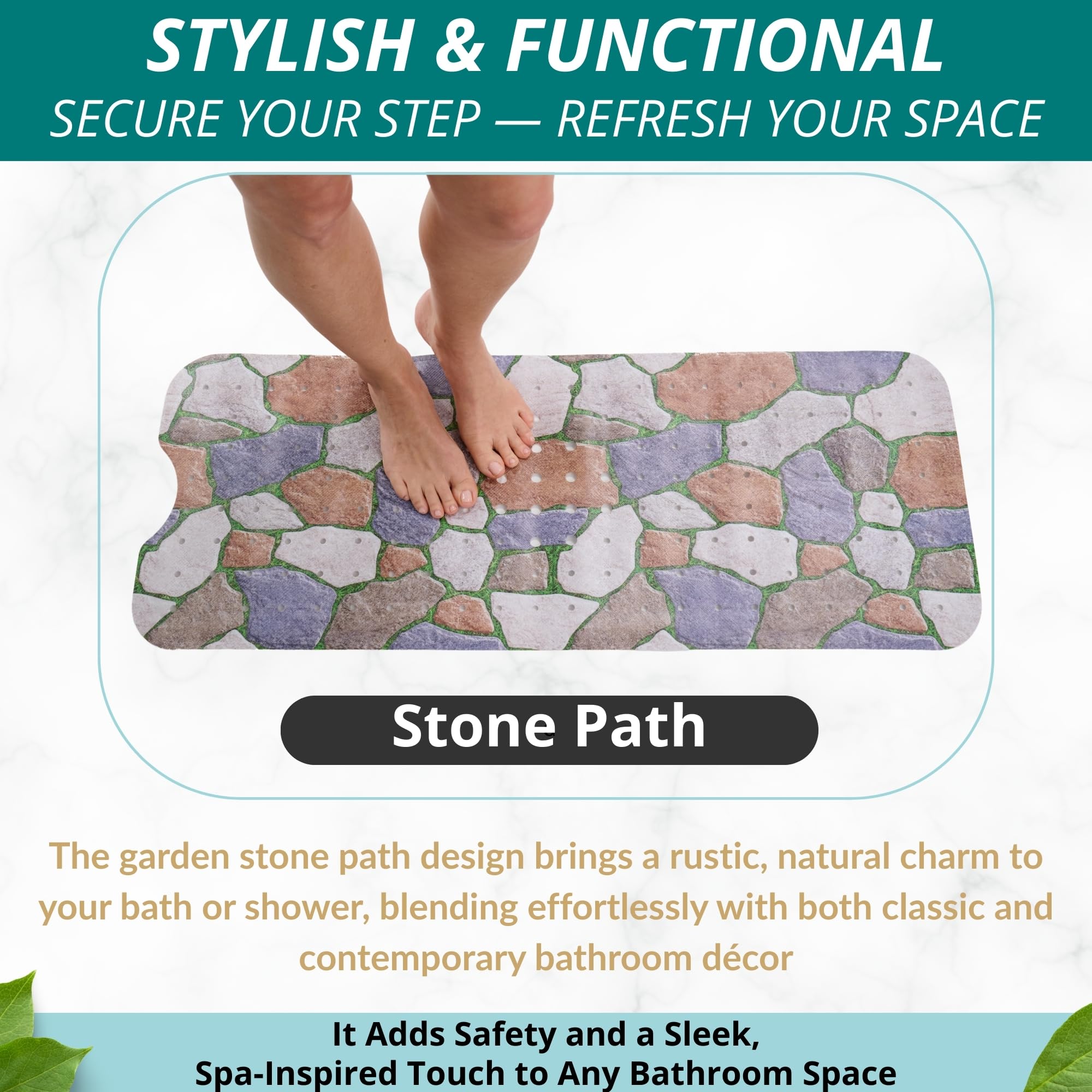 Non Slip Bath & Shower Mat 40x16 Extra Long