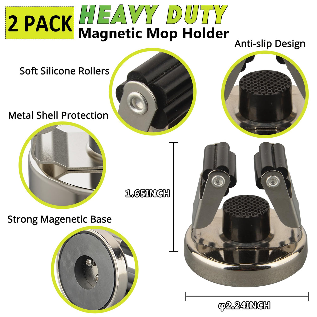 Magnetic Mop Broom Holder (2 Count)