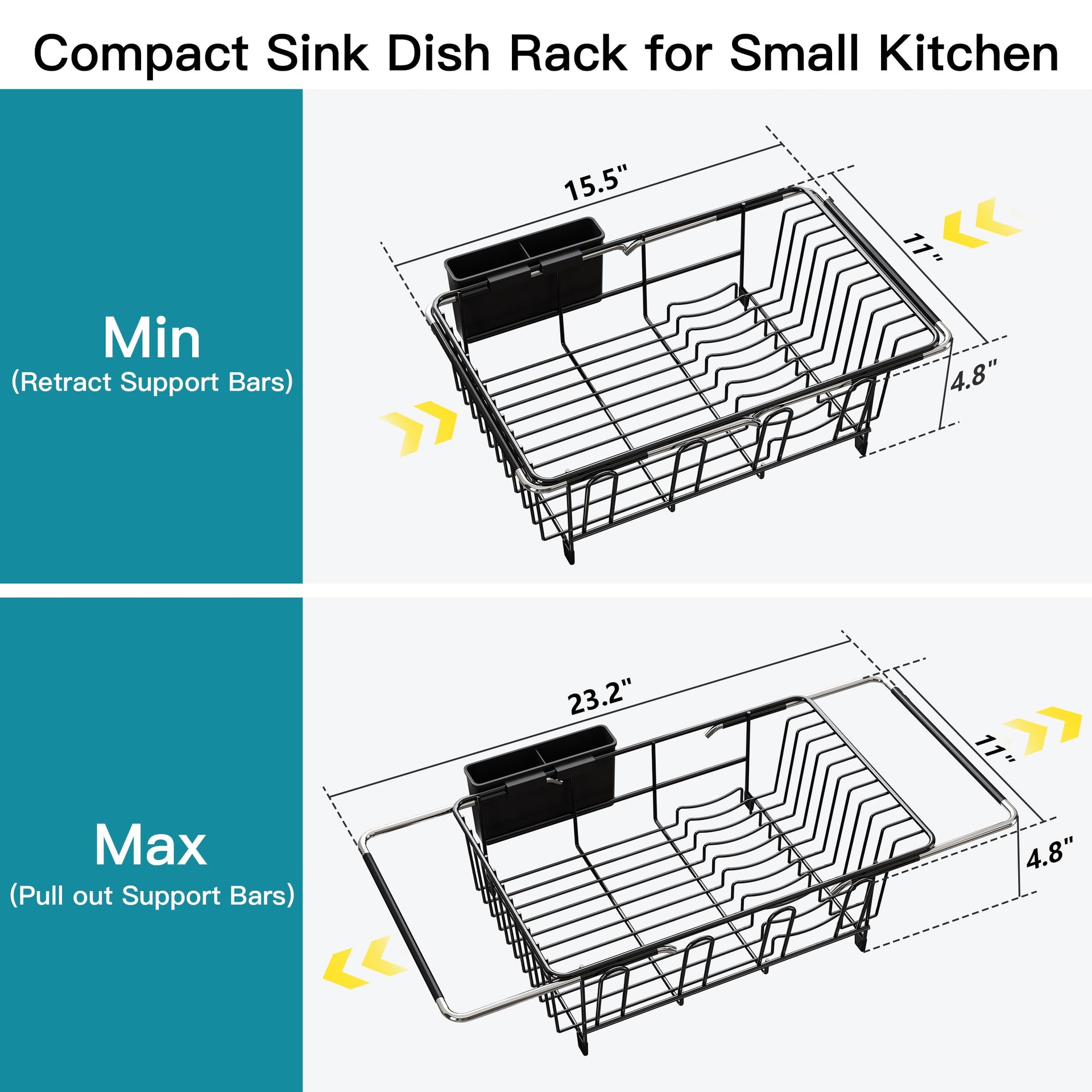 Black Dish Drying Rack in Sink