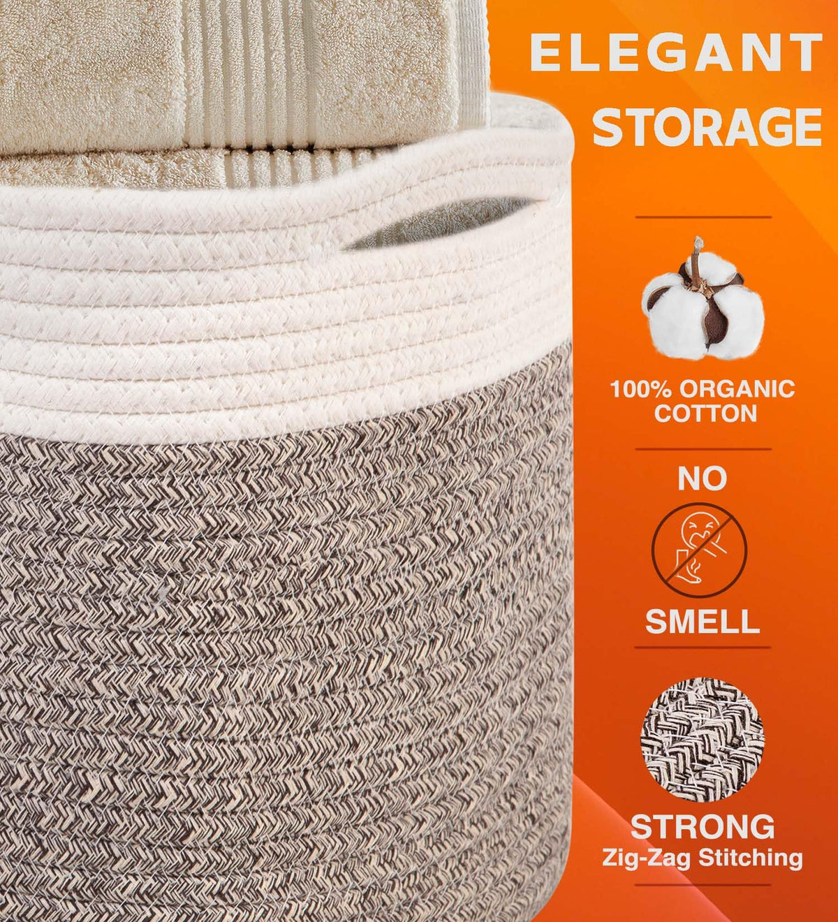 Cotton Rope Baskets for Organizing (3 Count)