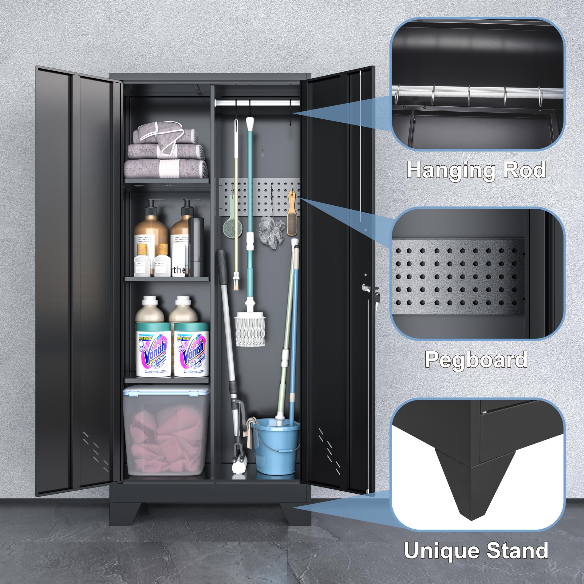 Metal Storage Cabinet with Locking Doors