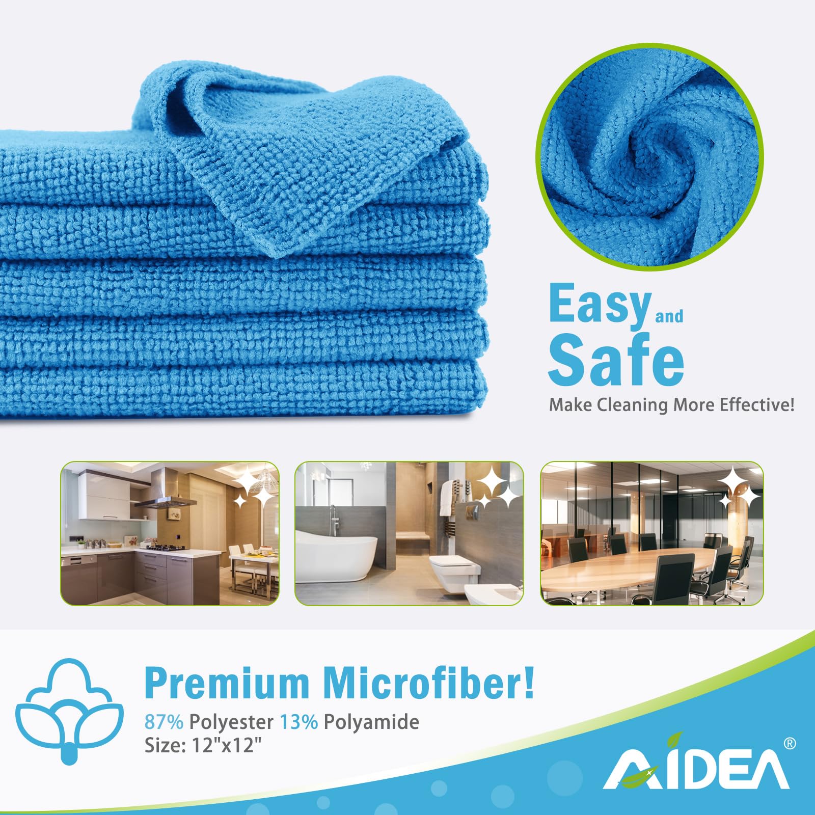 Microfiber Cleaning Cloth Blue (100 Count)