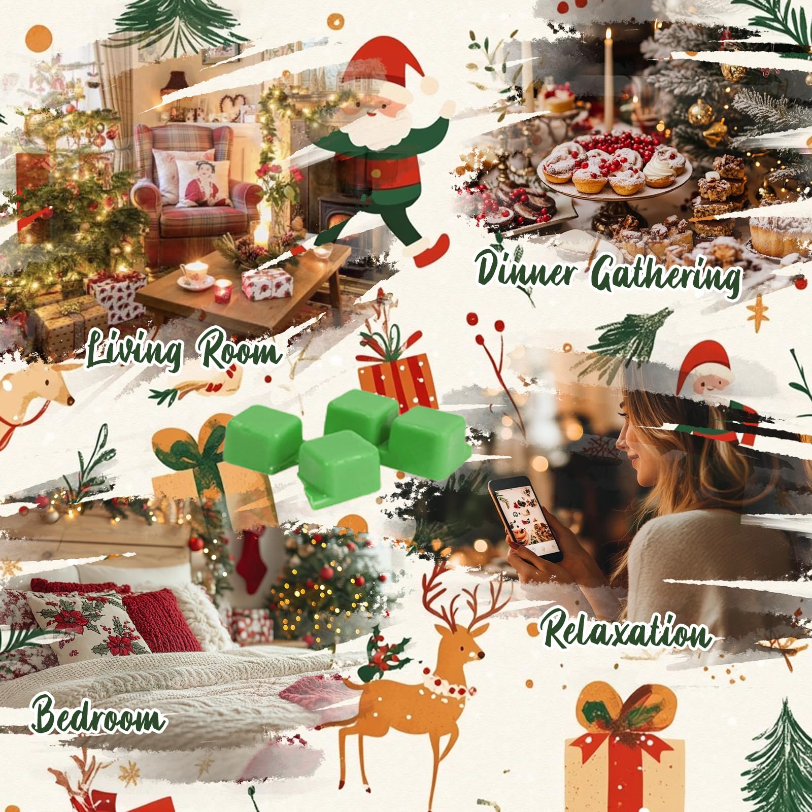 Wax Melts Christmas Scented Wax Cubes for Wax Warmers 6 Pack