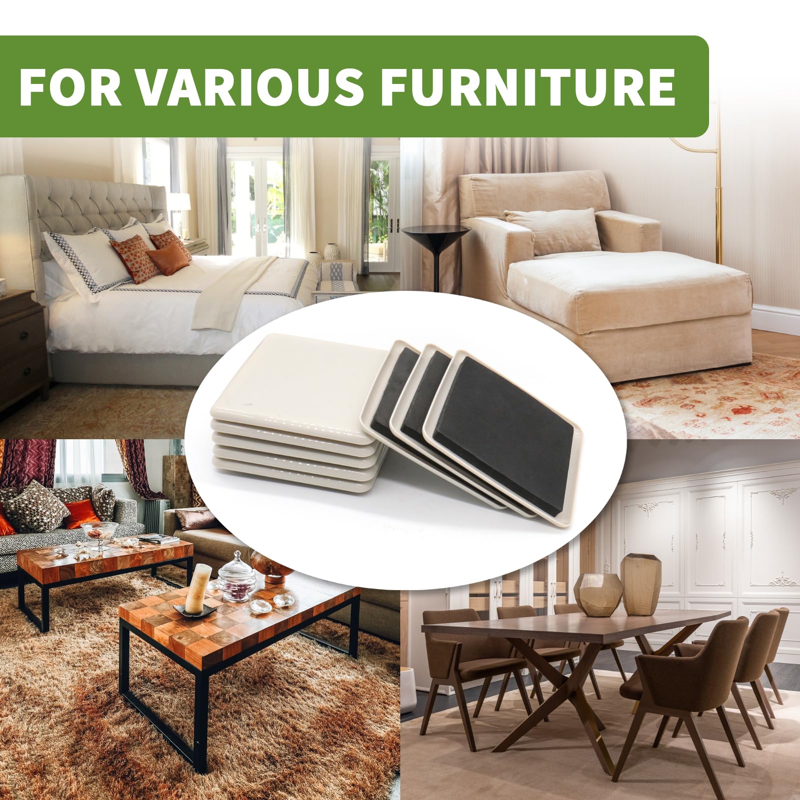Furniture Sliders for Carpet 8 PCS (8 Count)