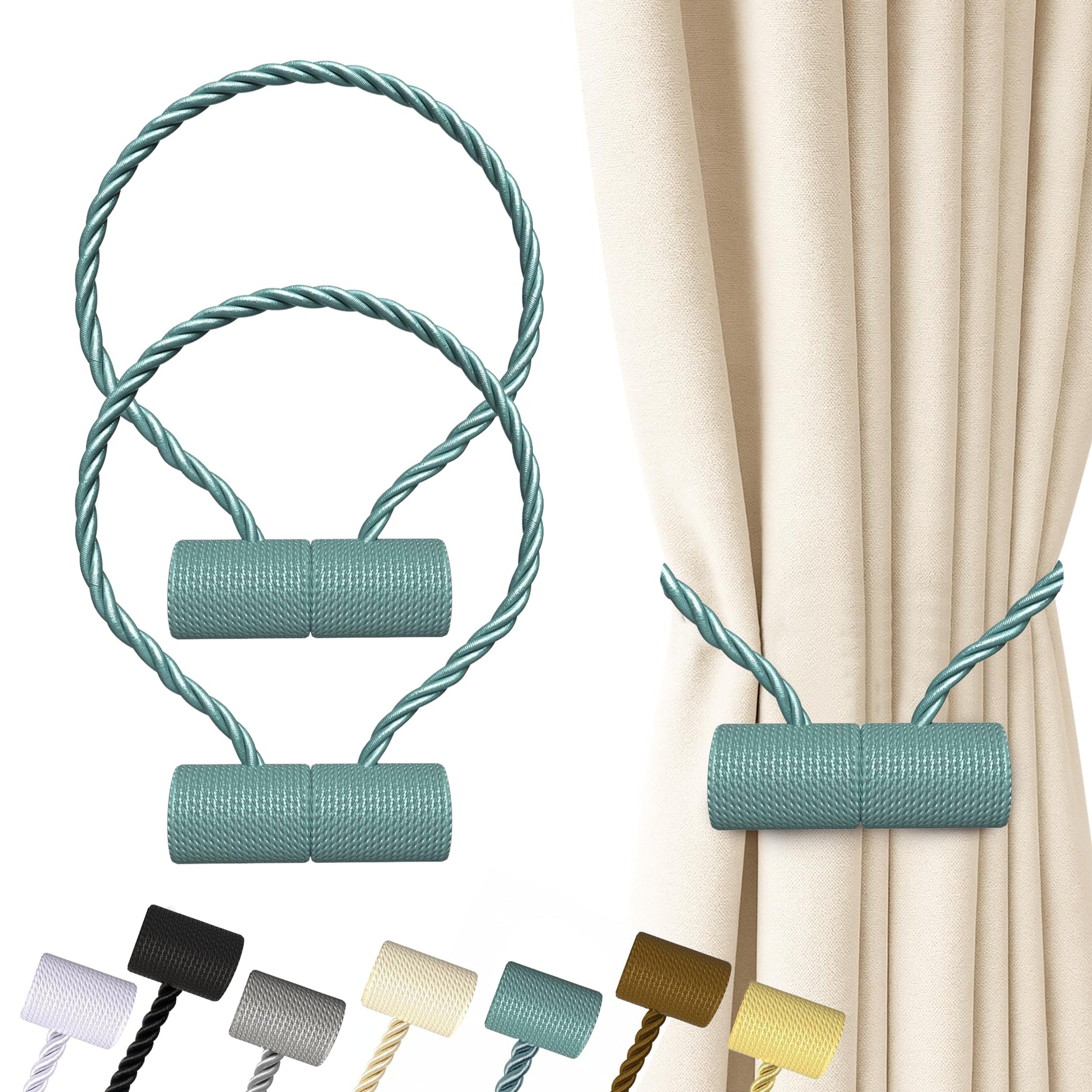 Magnetic Curtain Tiebacks Gray Blue 2pcs (2 Count)