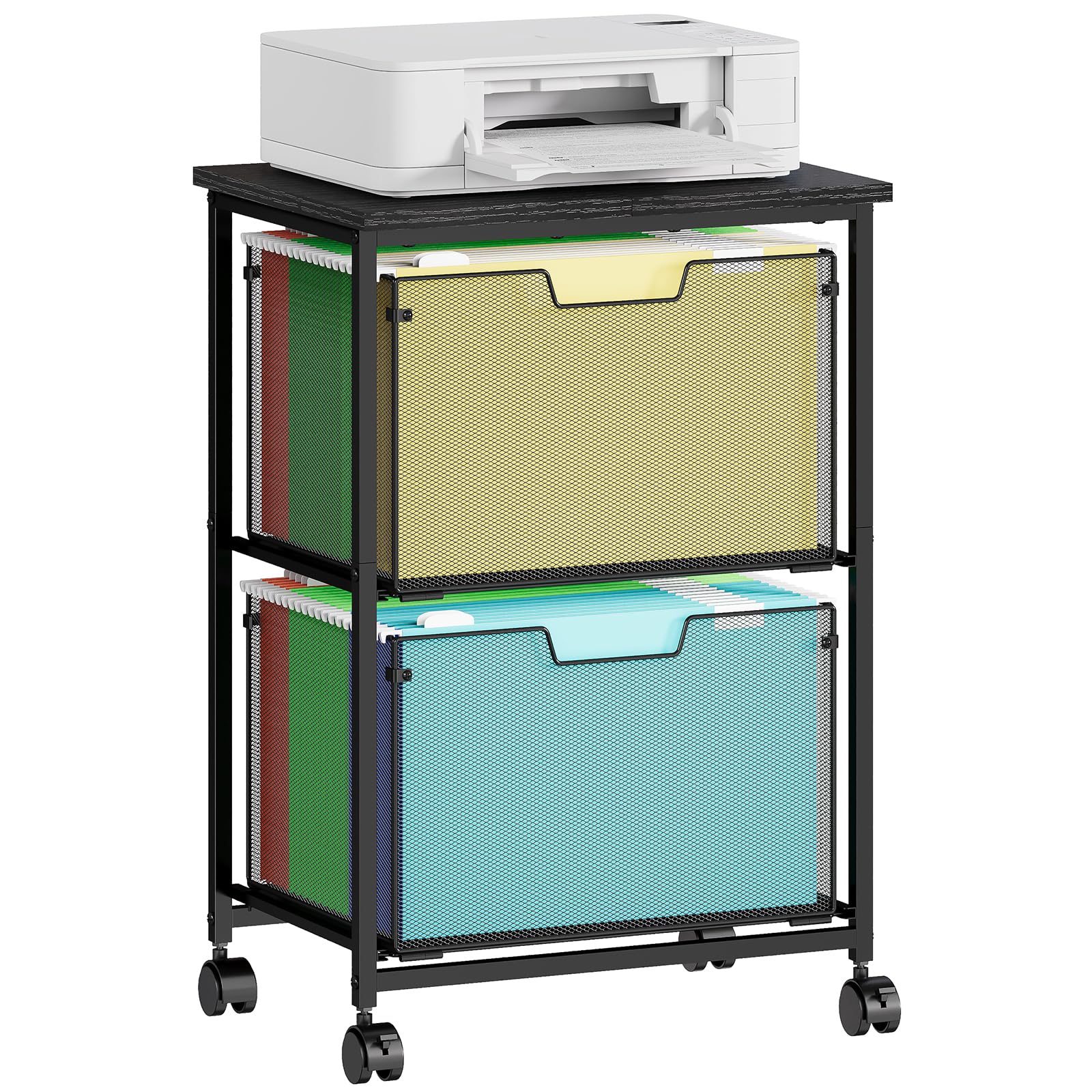 Letter Legal Rolling File Cart with 2 Storage Drawers