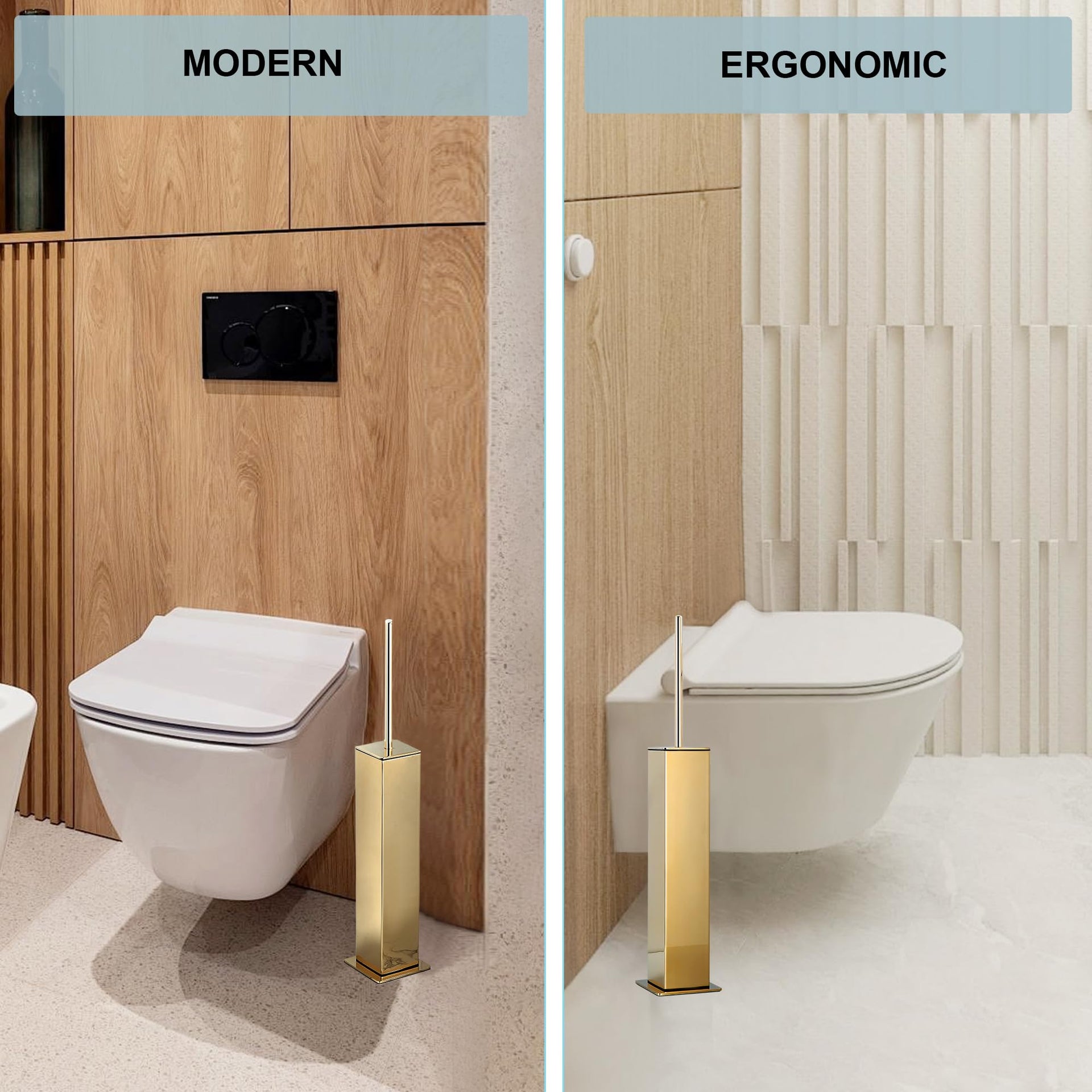 Gold Toilet Brush with Holder 304 Stainless Steel Toilet Bowl Brush