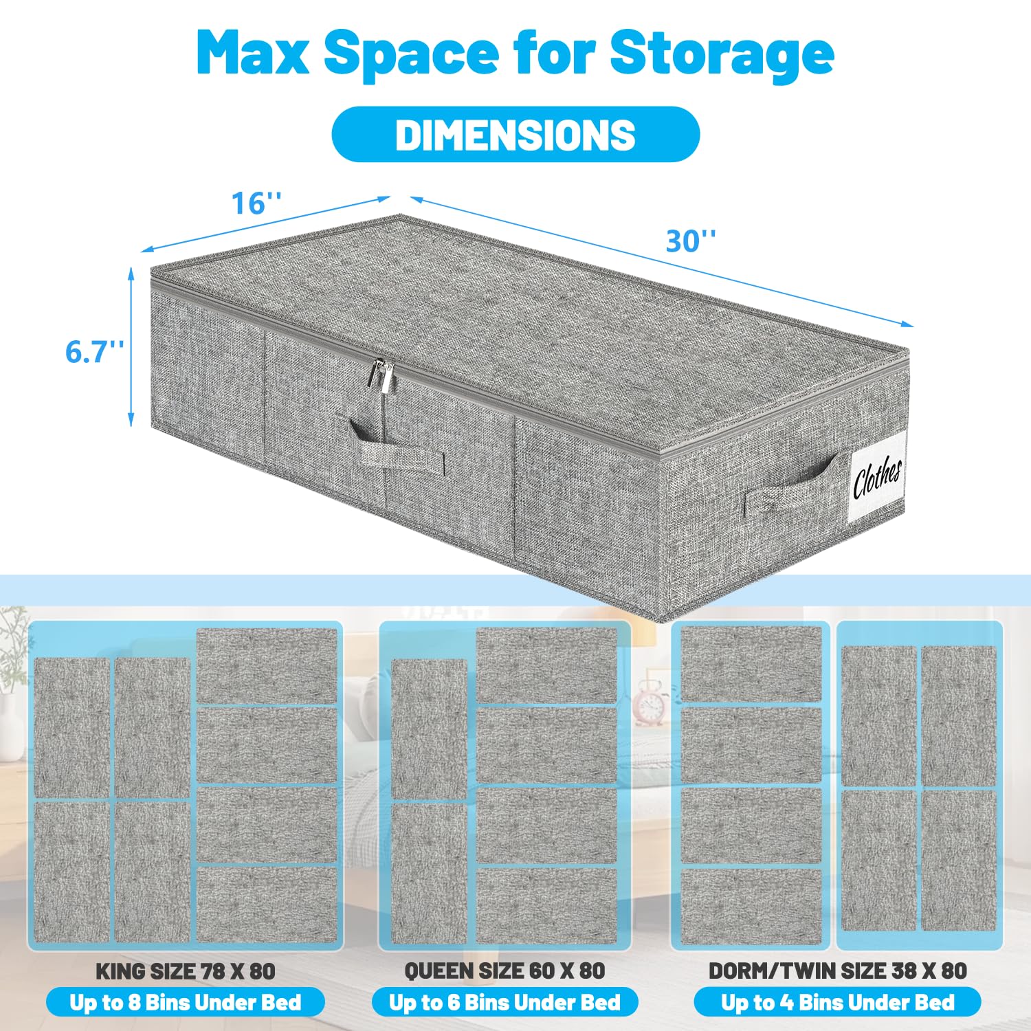 Under Bed Storage Container Bin 3 Pack (3 Count)