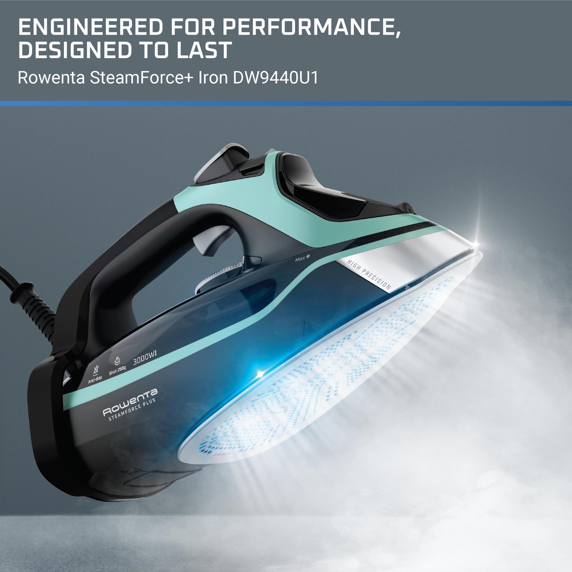 Steam Force Stainless Steel Soleplate Steam Iron for Clothes
